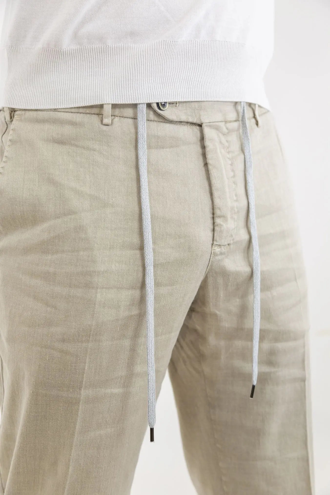 PT Pantaloni con Coulisse Removibile Lino e Cotone Beige - Guarino Store