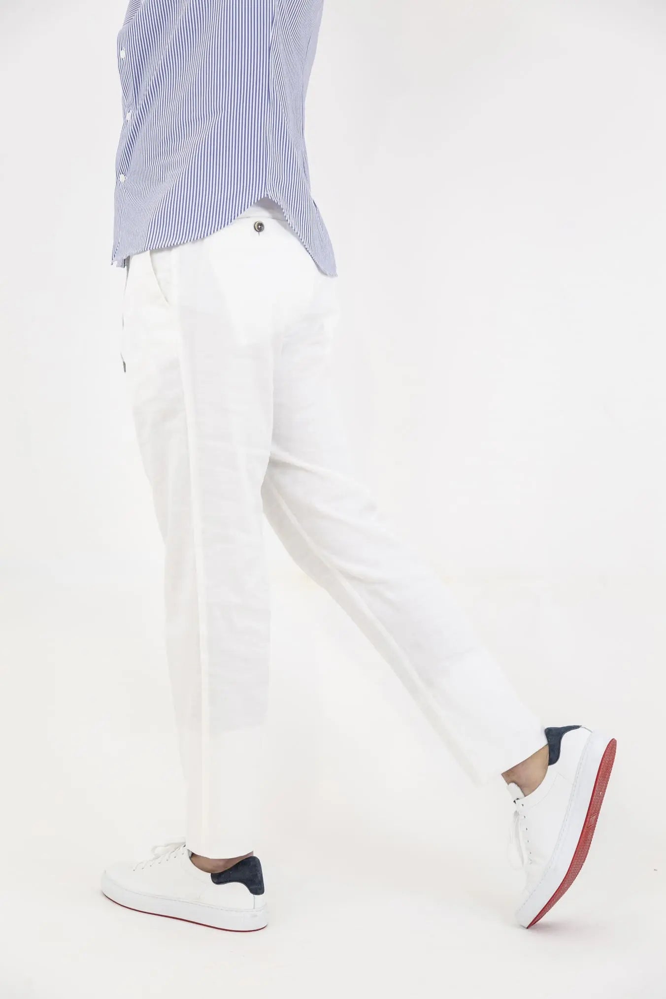 PT Pantaloni con Coulisse Removibile Lino e Cotone Bianco - Guarino Store