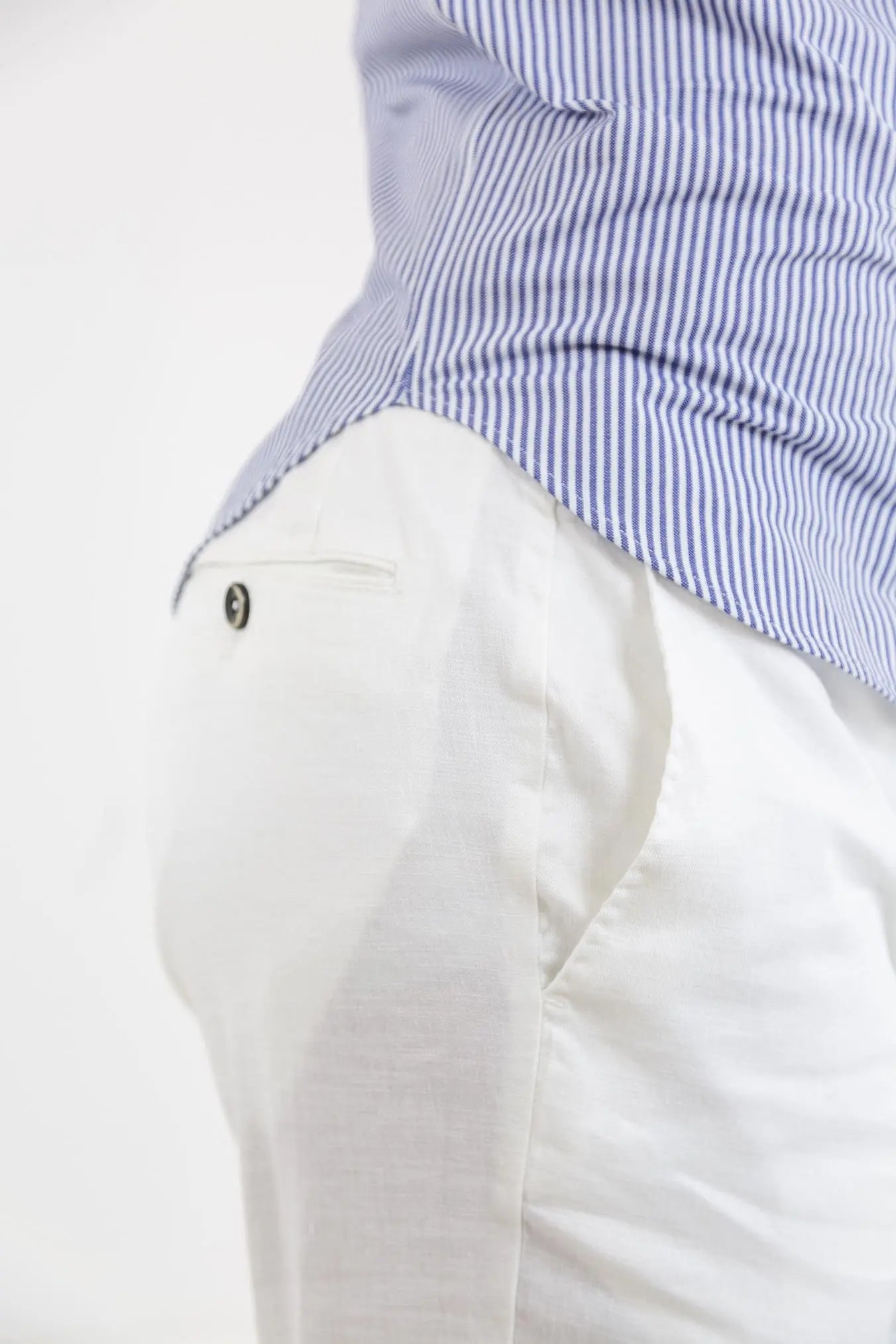 PT Pantaloni con Coulisse Removibile Lino e Cotone Bianco - Guarino Store