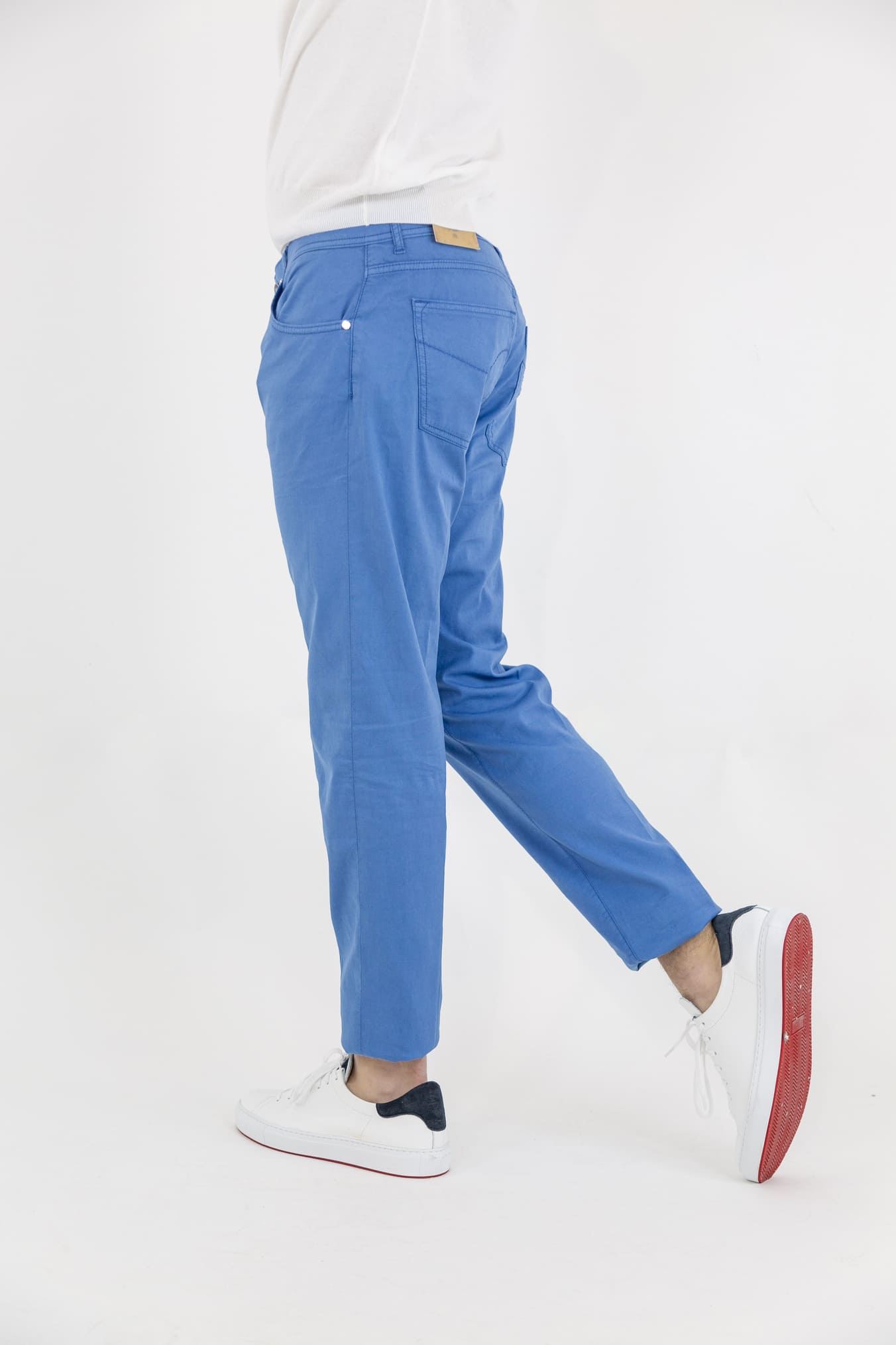 PESCAROLO Pantaloni 5 Tasche mod. Nerano Cotone Seta Azzurro - Guarino Store