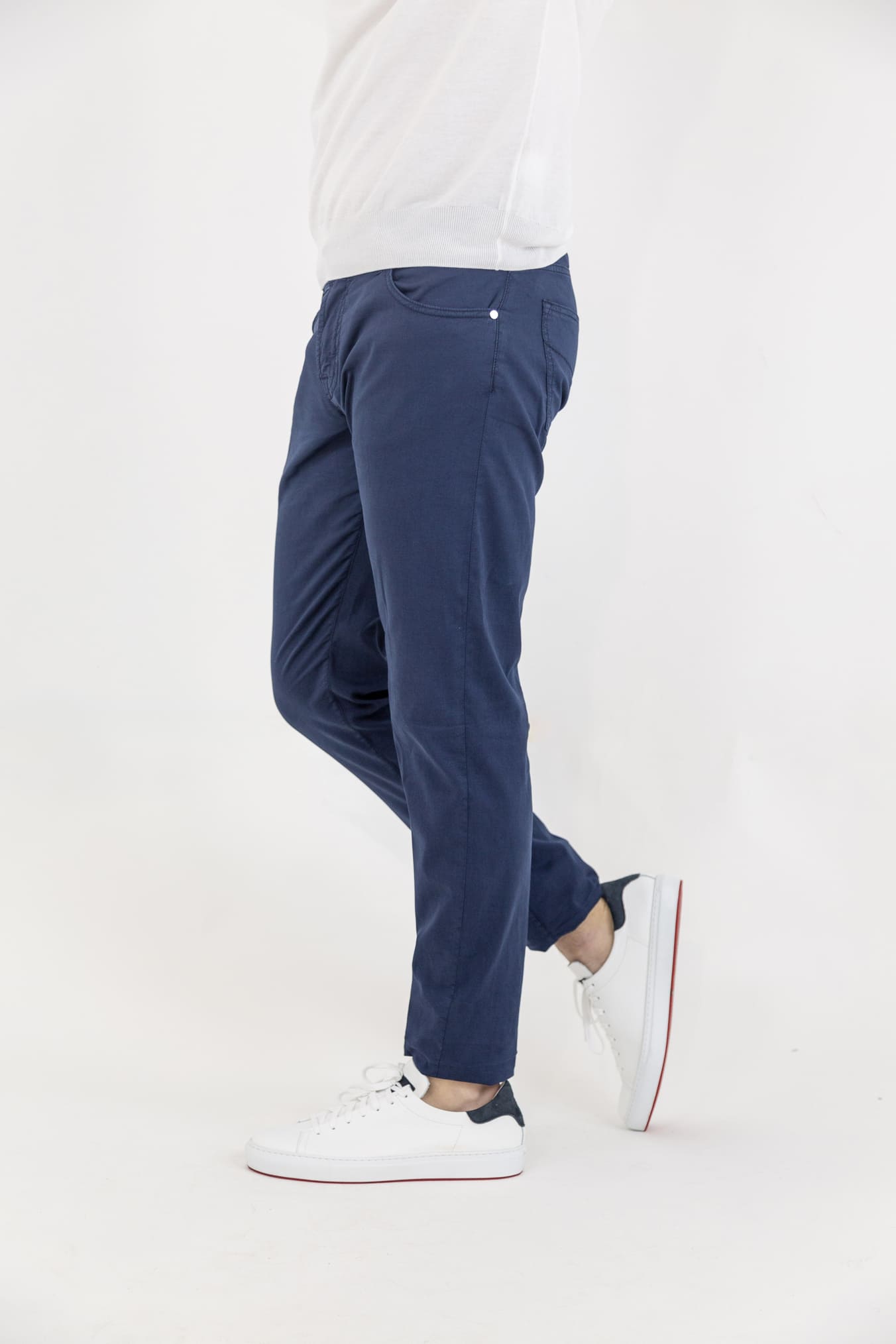 PESCAROLO Pantaloni 5 Tasche mod. Nerano Cotone Seta Blu Navy - Guarino Store