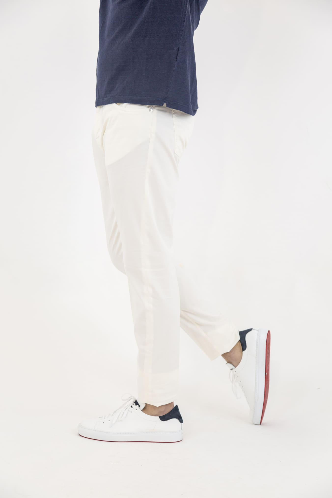 PESCAROLO Pantaloni 5 Tasche mod. Nerano Cotone Seta Bianco - Guarino Store