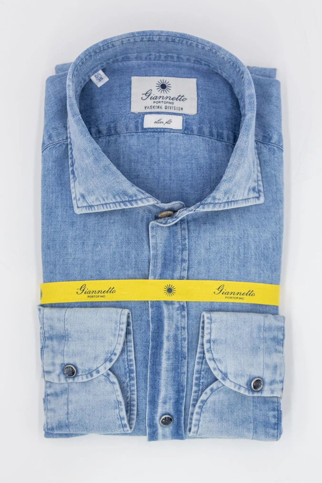 GIANNETTO PORTOFINO Camicia Denim Lino Cotone SLIM FIT - Guarino Store