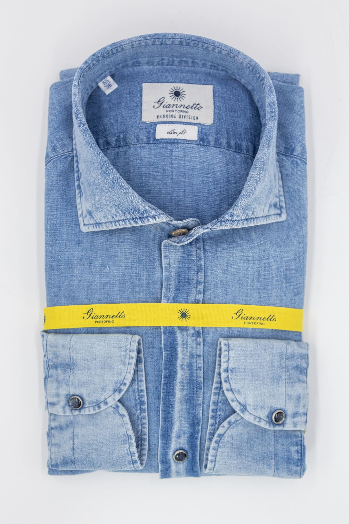 GIANNETTO PORTOFINO Camicia Denim Lino Cotone COMFORT FIT - Guarino Store