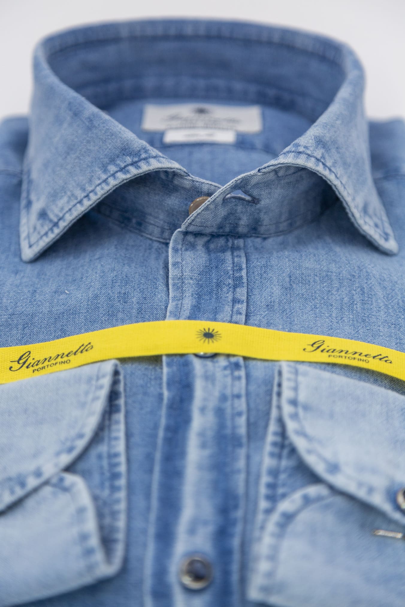 GIANNETTO PORTOFINO Camicia Denim Lino Cotone COMFORT FIT - Guarino Store
