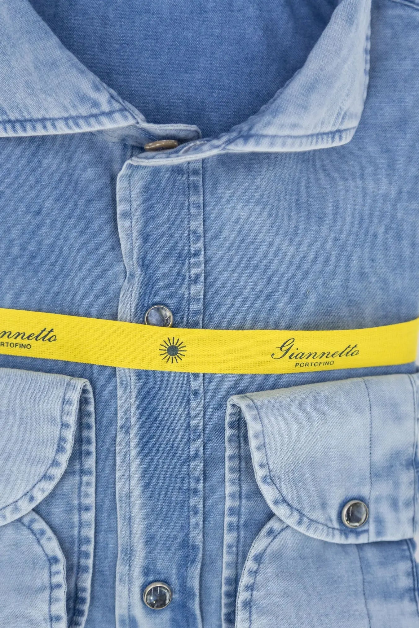 GIANNETTO PORTOFINO Camicia Denim Lino Cotone SLIM FIT - Guarino Store