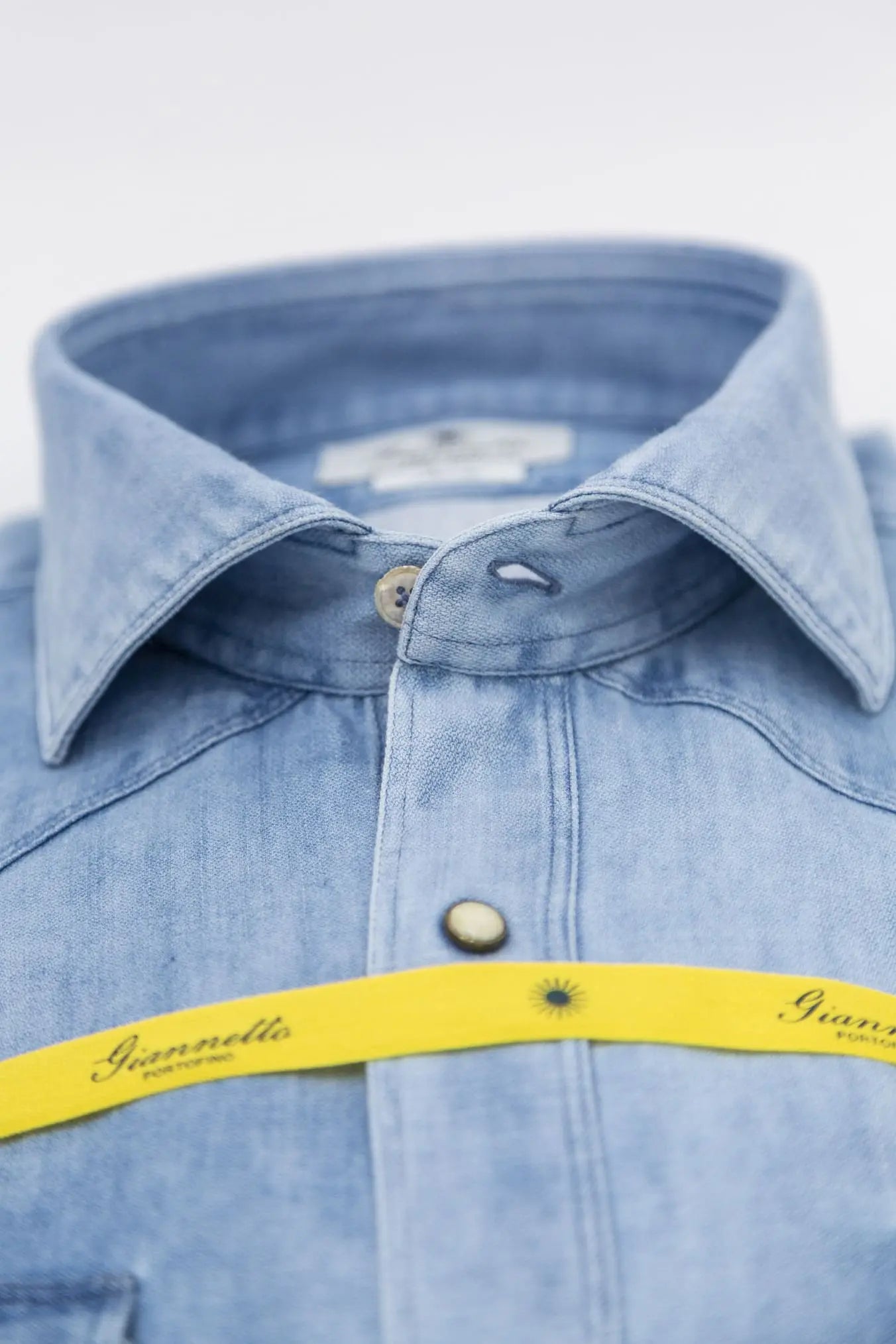 GIANNETTO PORTOFINO Camicia Texana in Denim Chiaro COMFORT FIT - Guarino Store