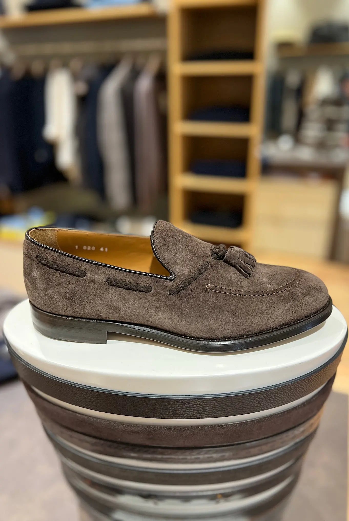 Mocassini con Nappine in Suede Testa di Moro - Guarino Store