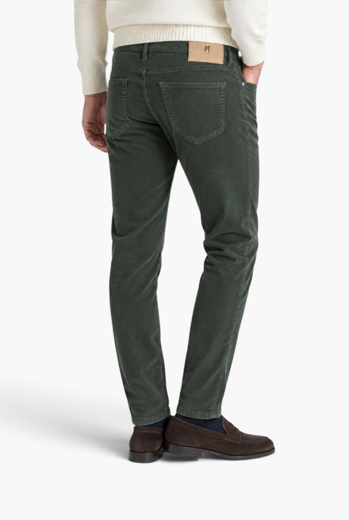 Pantaloni Velluto "Reggae" 5 Tasche Verde PT