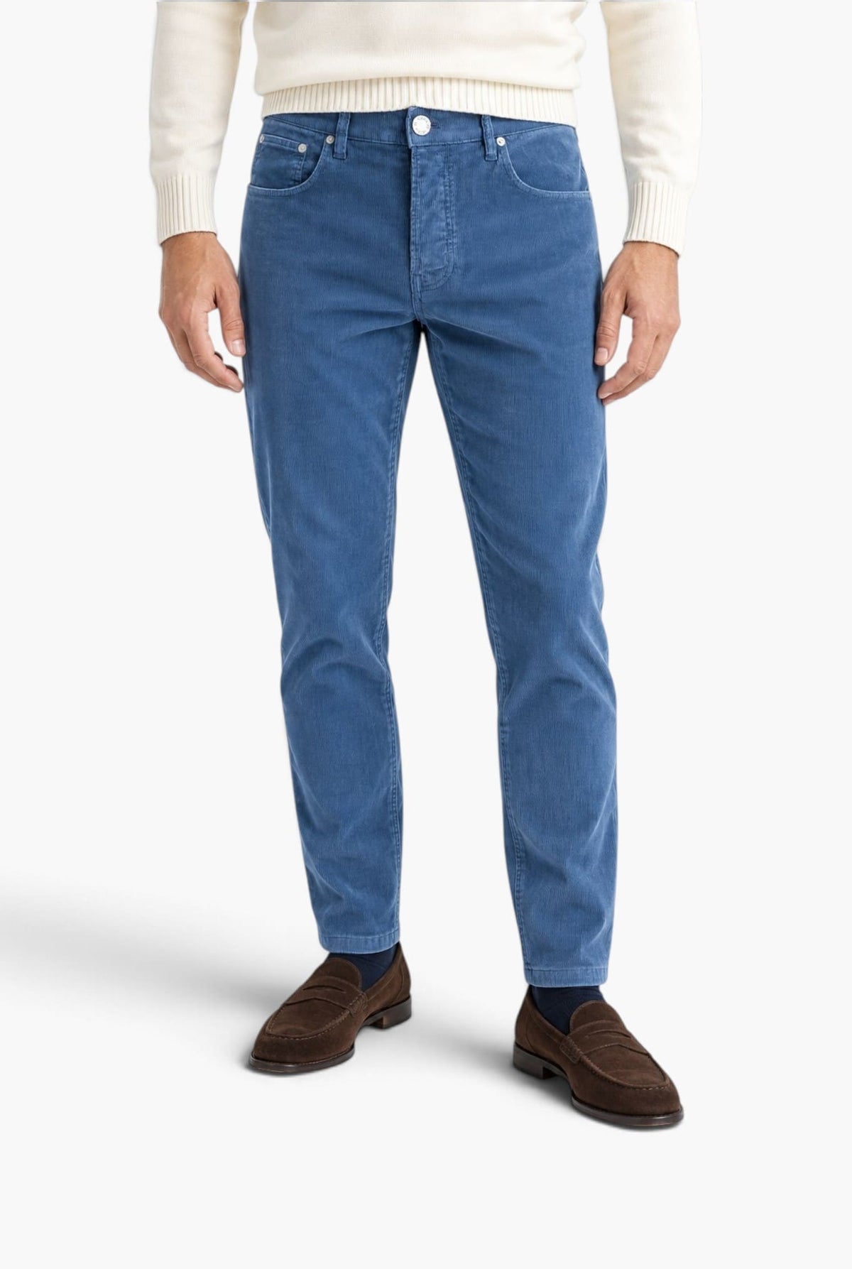 Pantaloni Velluto "Reggae" 5 Tasche Azzurro PT