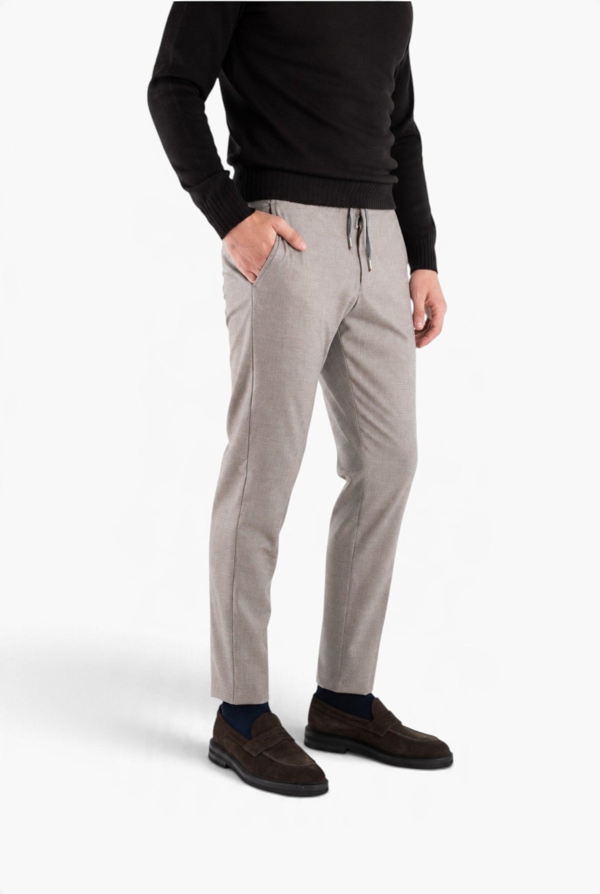Pantaloni Cashmere "Manu" Coulisse Removibile Beige Chiaro PESCAROLO