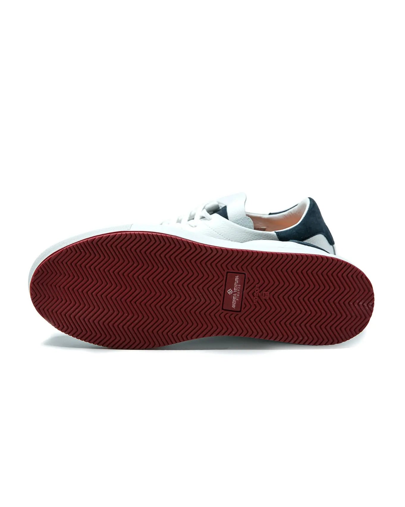 ANDREA VENTURA Sneakers Pelle Cervo Bianco Blu - Guarino Store