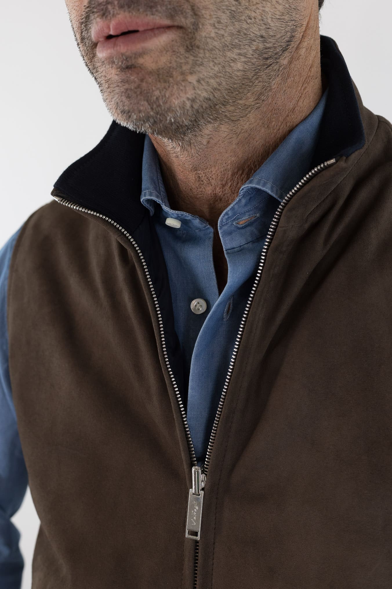 Gilet Reversibile Suede Nylon Moro/Blu - Guarino Store