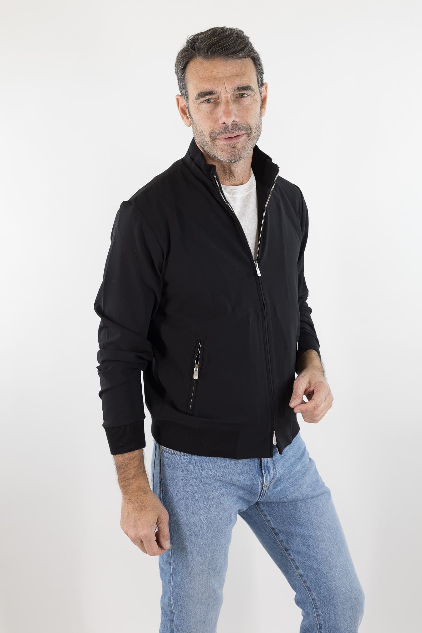 PESCAROLO Giubbino "Icon" Jersey Lana Blu Scuro