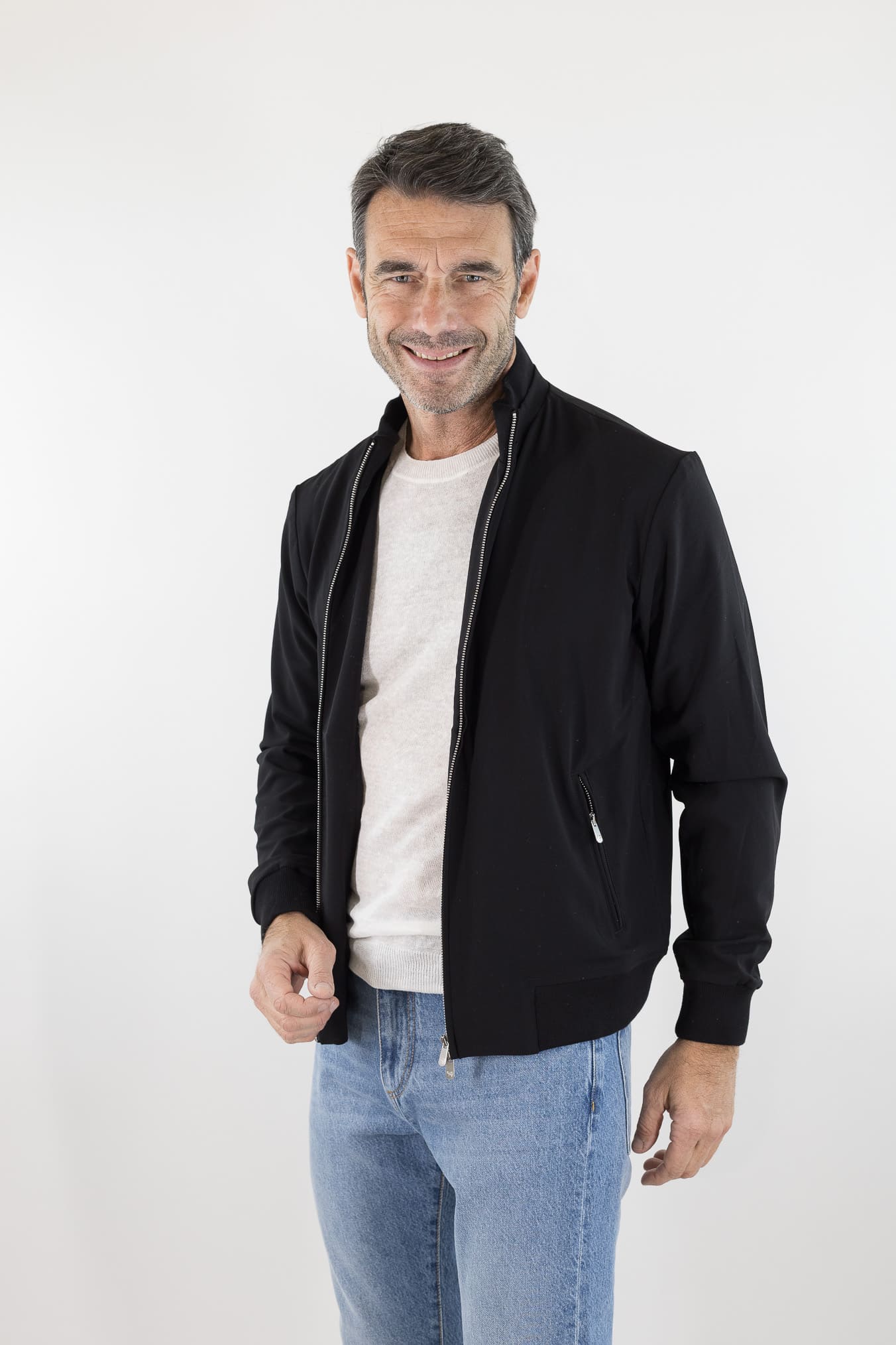 PESCAROLO Giubbino "Icon" Jersey Lana Blu Scuro