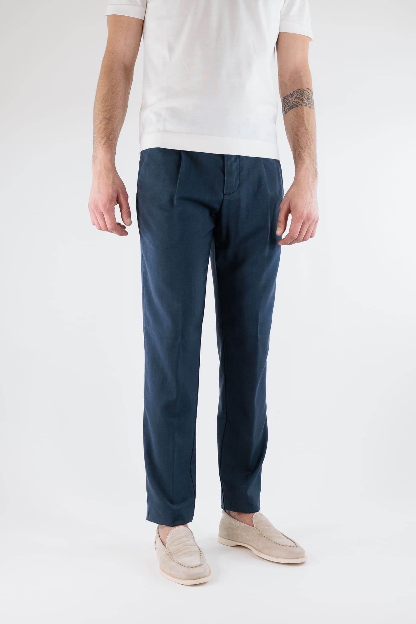 Pantaloni Vintage Wool Blu Medio
