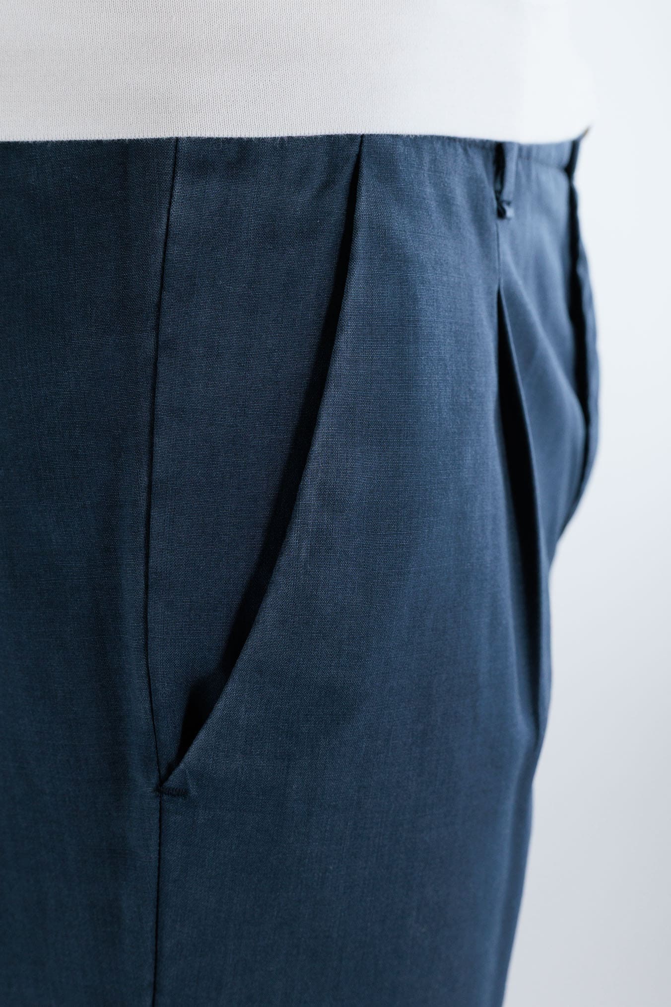 Pantaloni Vintage Wool Blu Medio