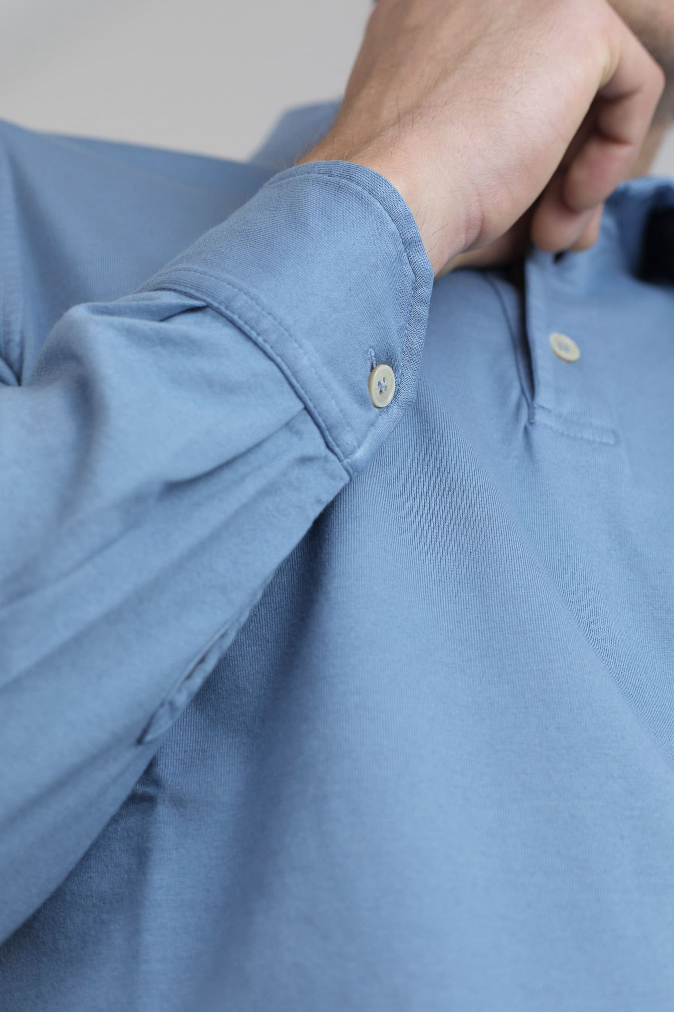 Polo Maniche Lunghe Jersey Cotone Avio