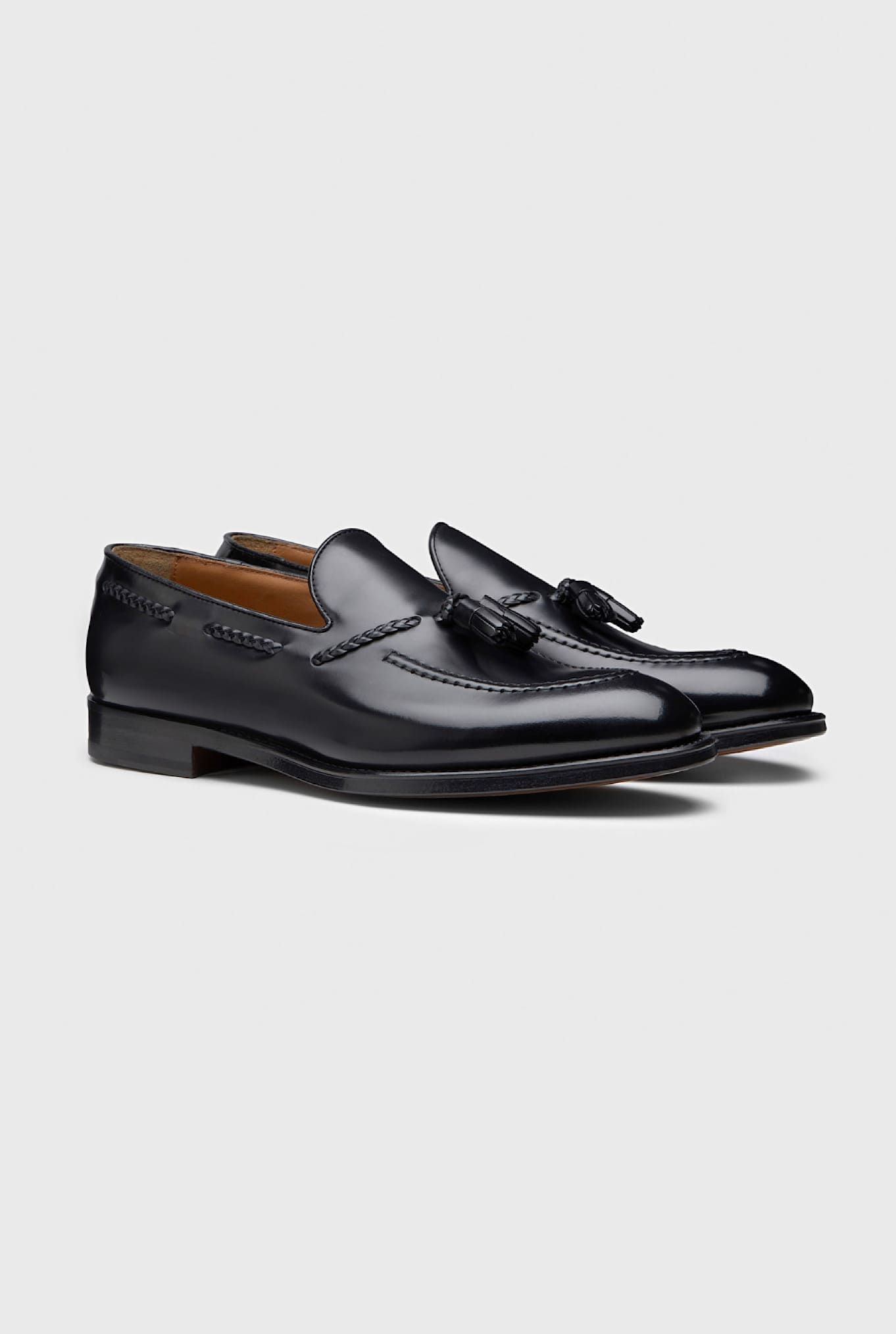 Mocassini con Nappine in Pelle Nera - Guarino Store