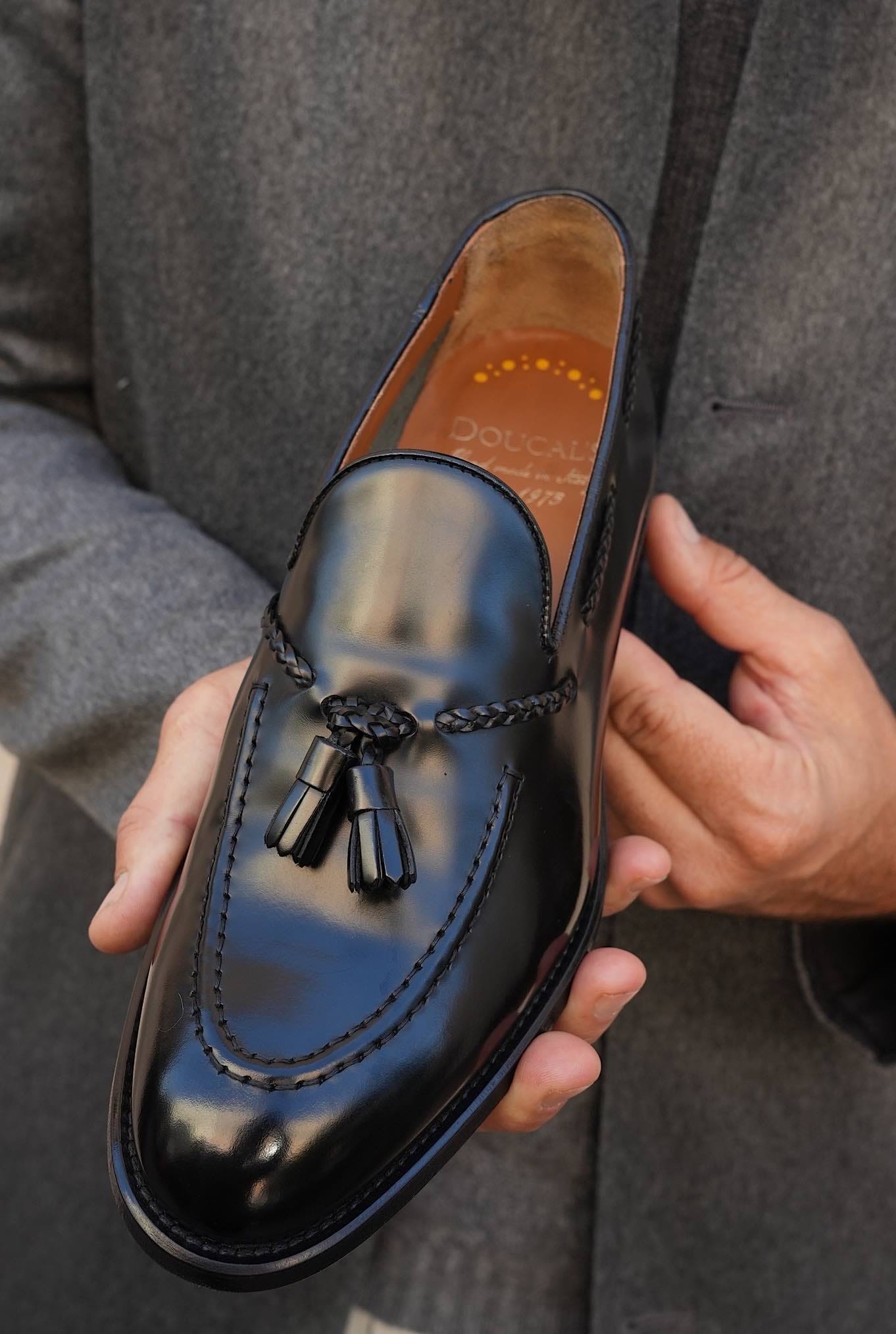 Mocassini con Nappine in Pelle Nera - Guarino Store