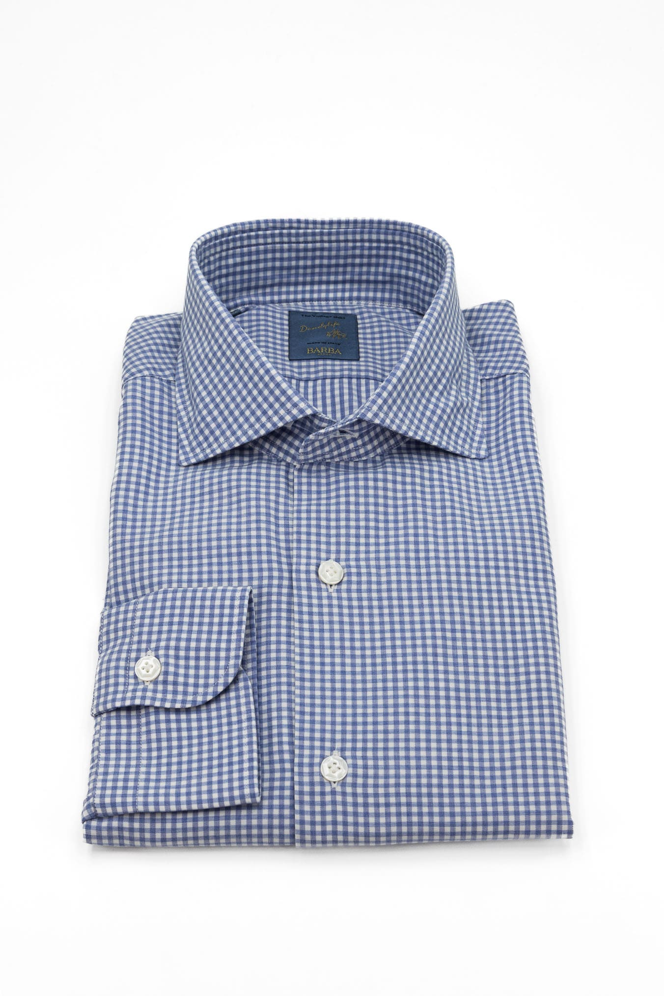 BARBA Camicia "Dandy Life" Cotone Quadretti Blu