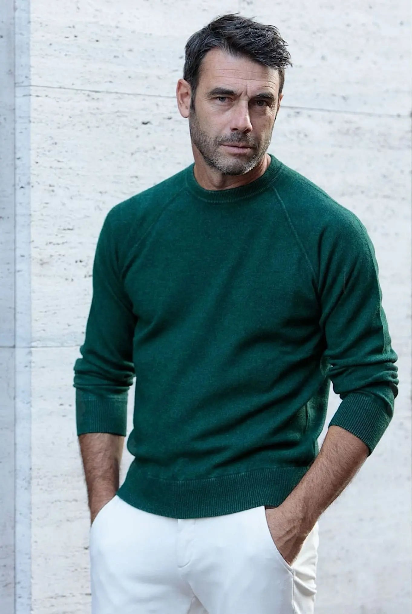 GUARINO Girocollo Raglan Cashmere Old Dyed Grigio Ferro