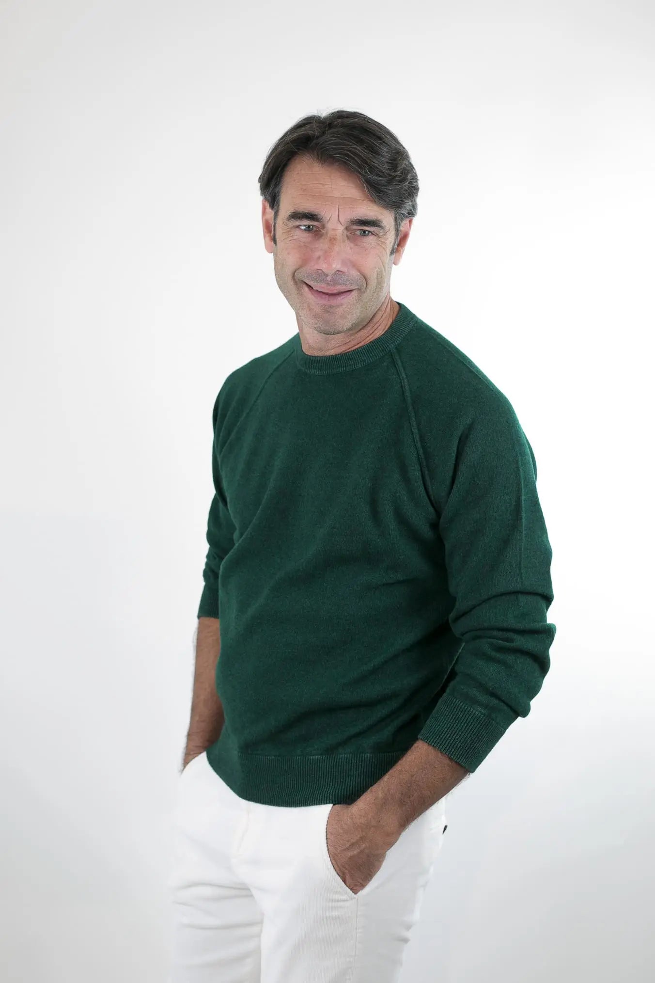 GUARINO Girocollo Raglan Cashmere Old Dyed Grigio Ferro