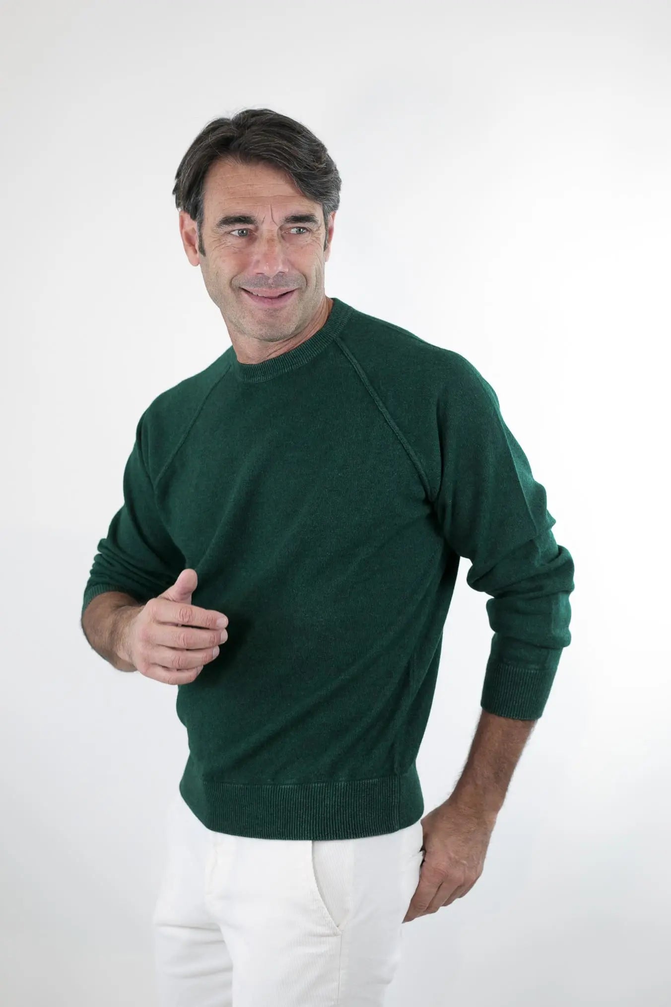 GUARINO Girocollo Raglan Cashmere Old Dyed Grigio Ferro
