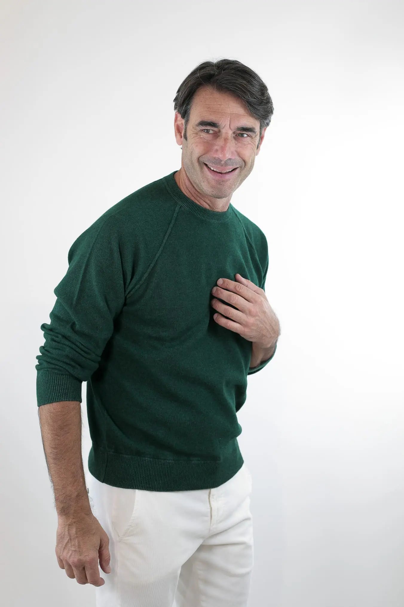 GUARINO Girocollo Raglan Cashmere Old Dyed Grigio Ferro