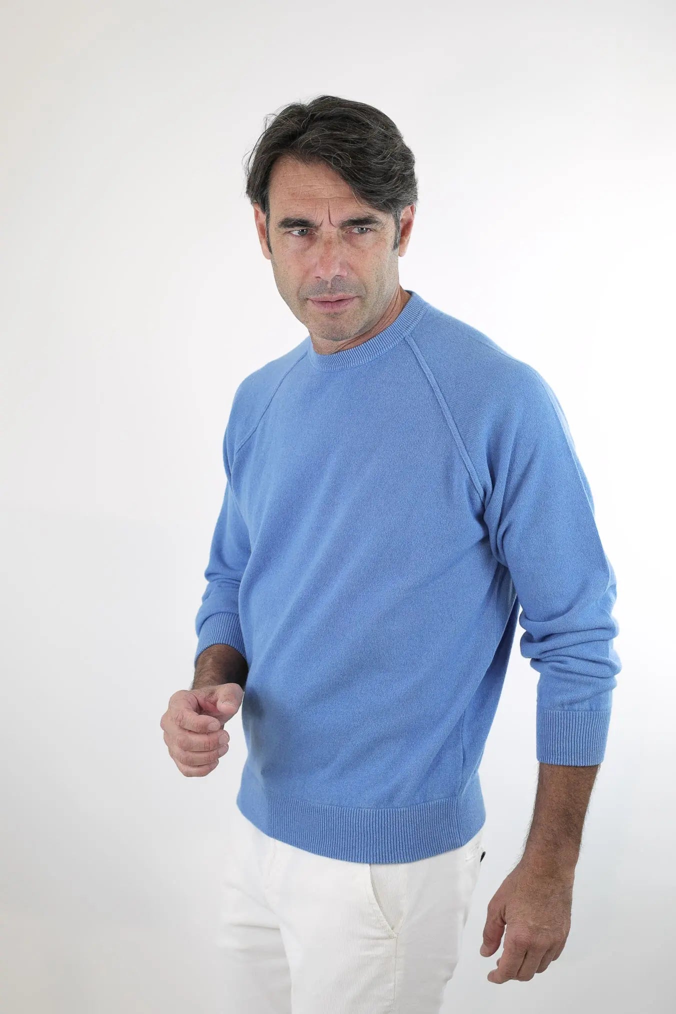 GUARINO Girocollo Raglan Cashmere Old Dyed Grigio Ferro