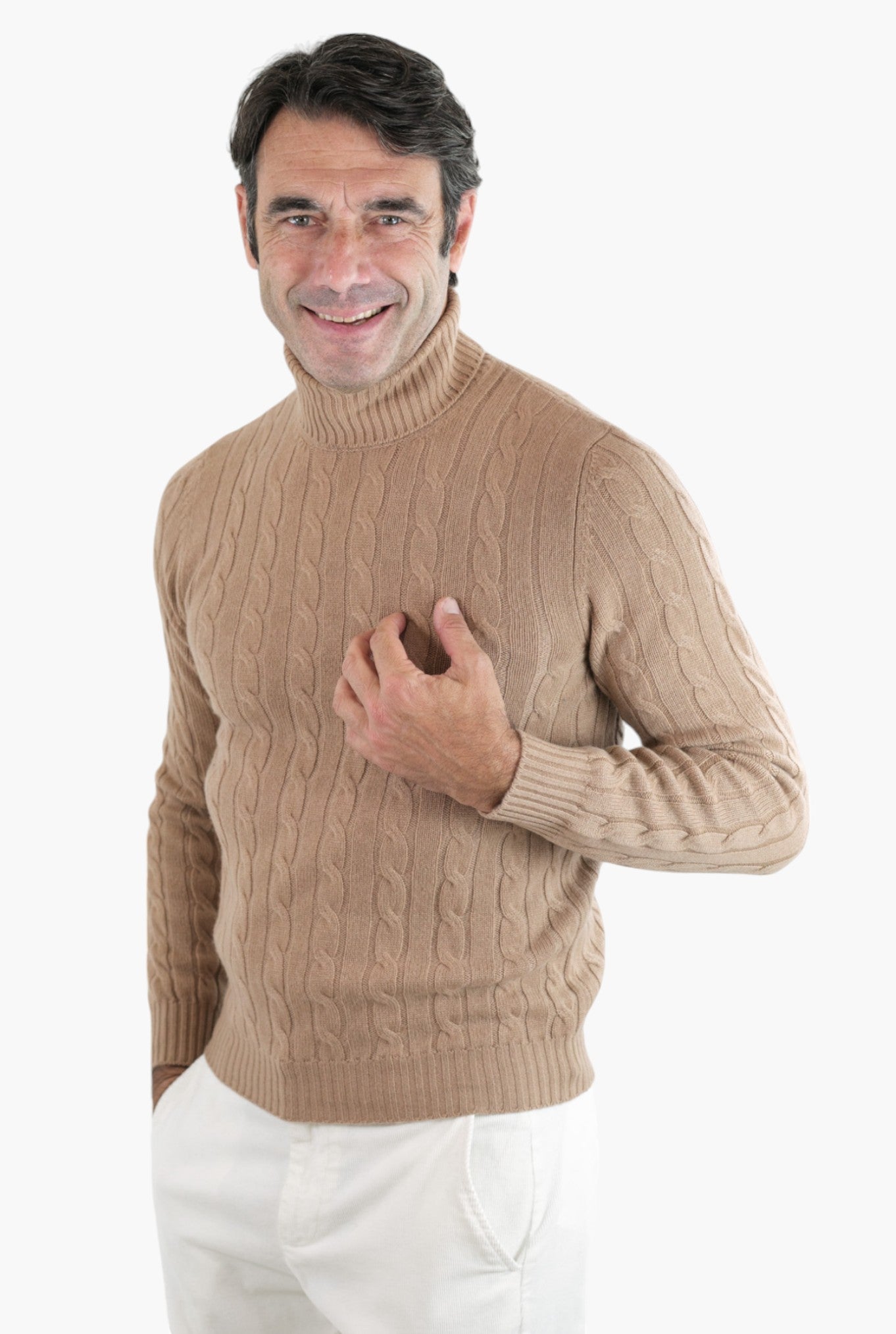 Dolcevita a Trecce in Cashmere Cammello - Guarino Store