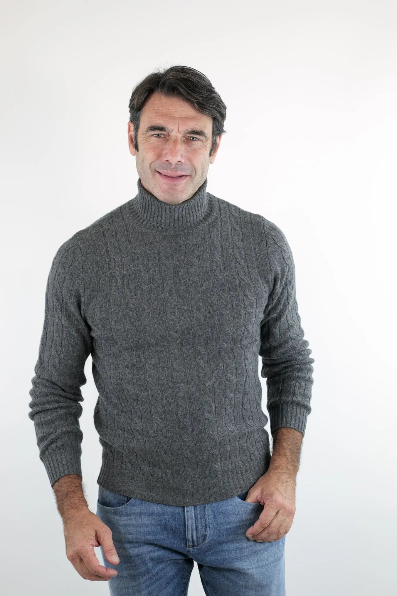Dolcevita a Trecce in Cashmere Grigio - Guarino Store