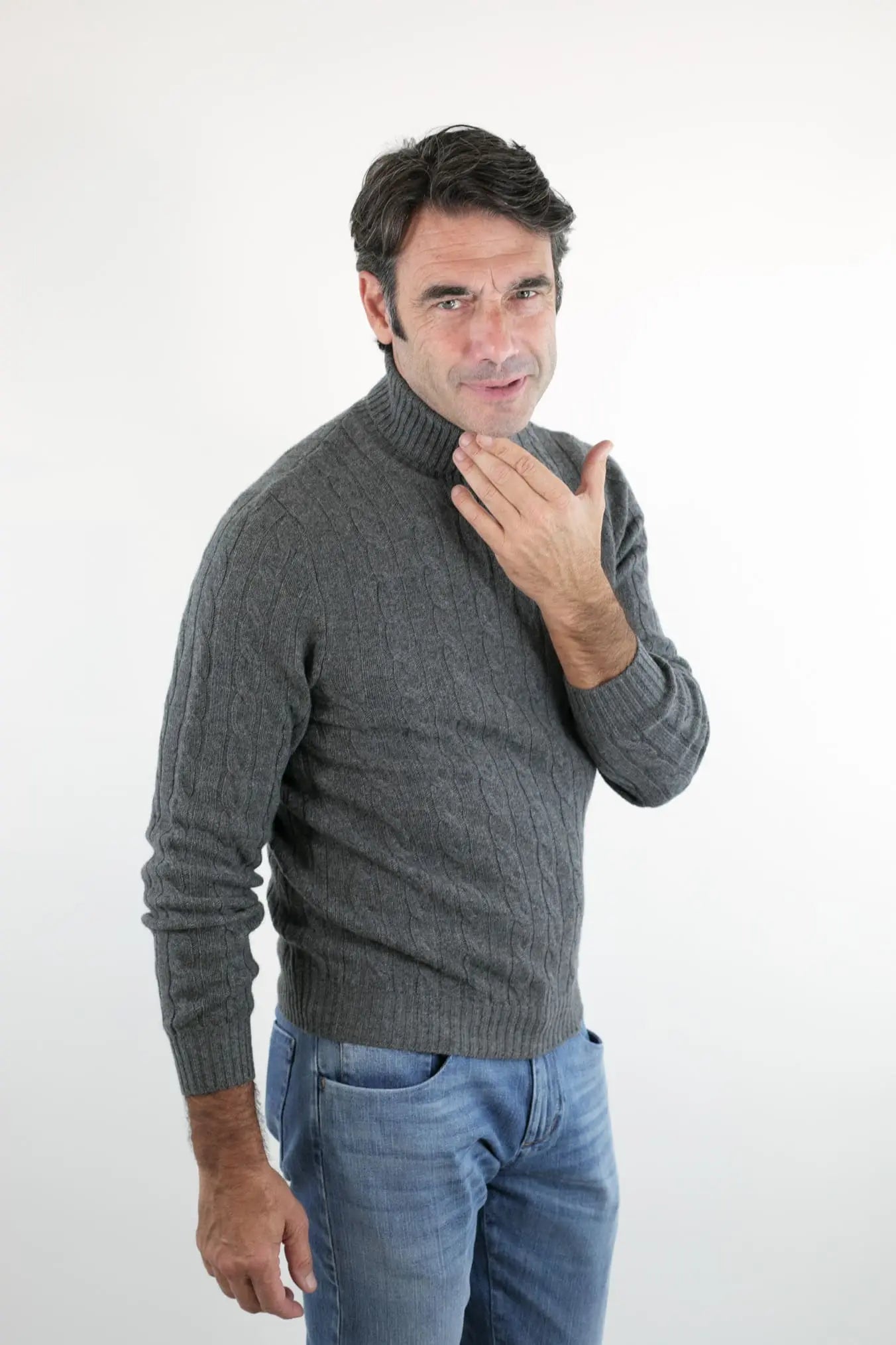 Dolcevita a Trecce in Cashmere Grigio - Guarino Store