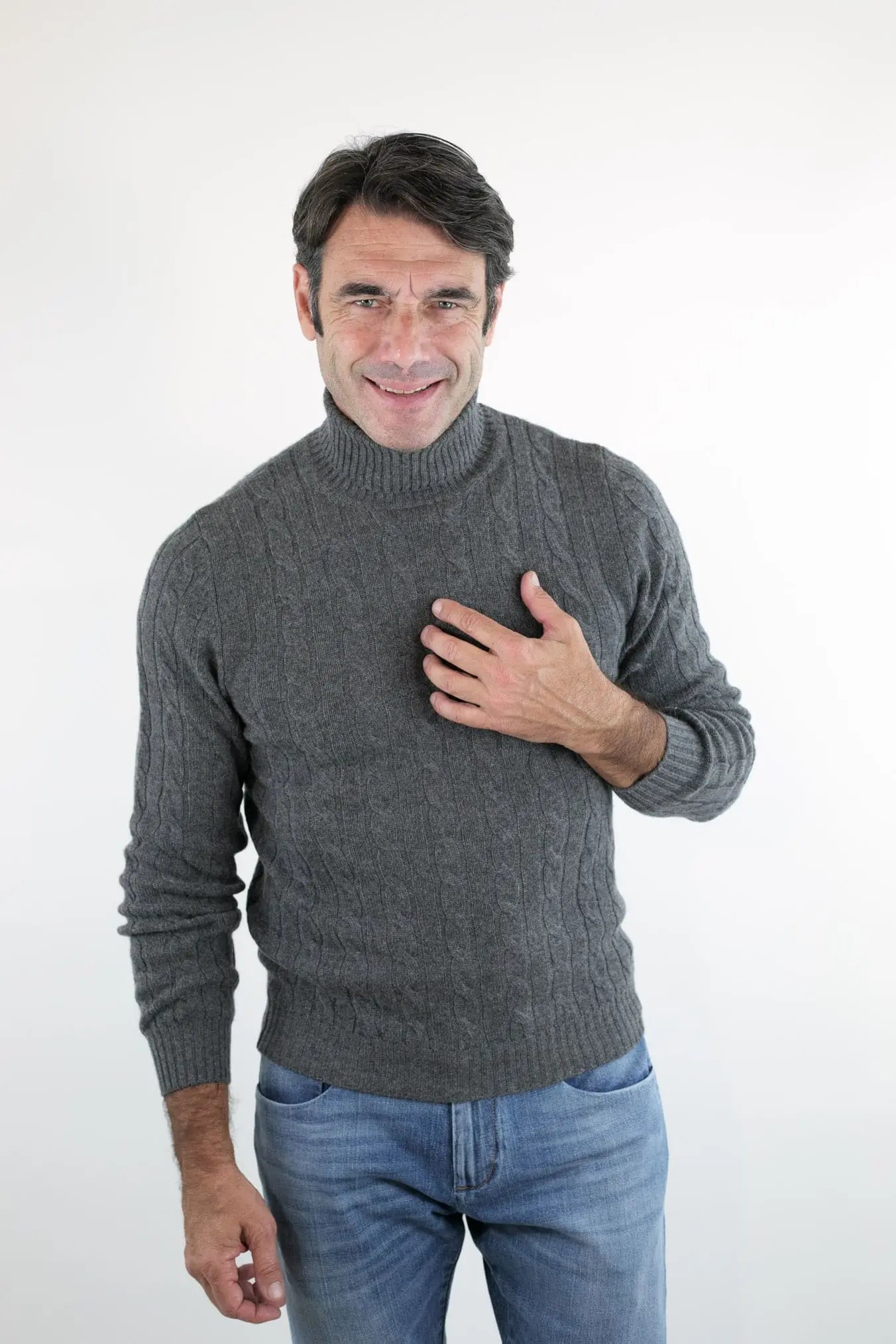 Dolcevita a Trecce in Cashmere Grigio - Guarino Store