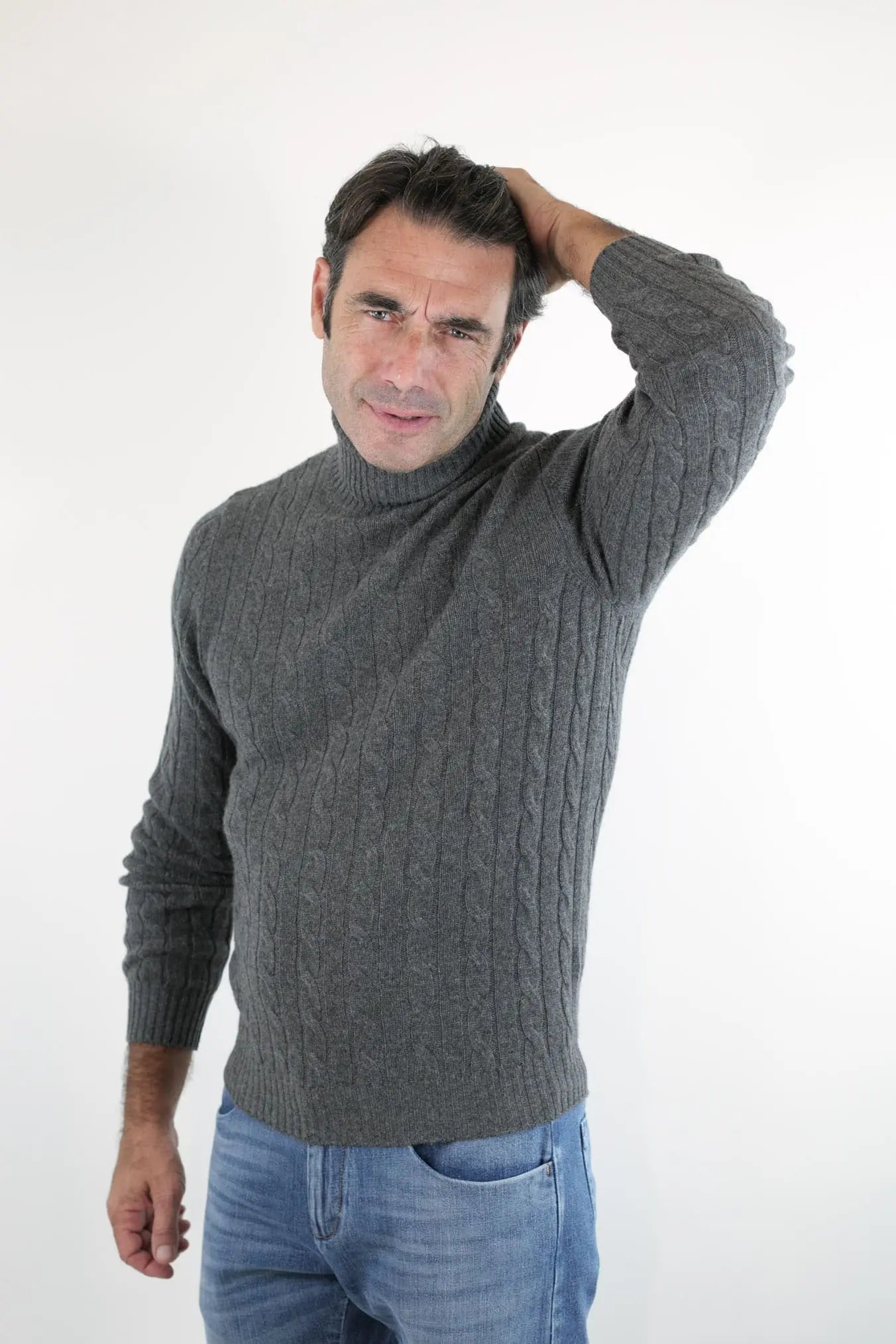 Dolcevita a Trecce in Cashmere Grigio - Guarino Store