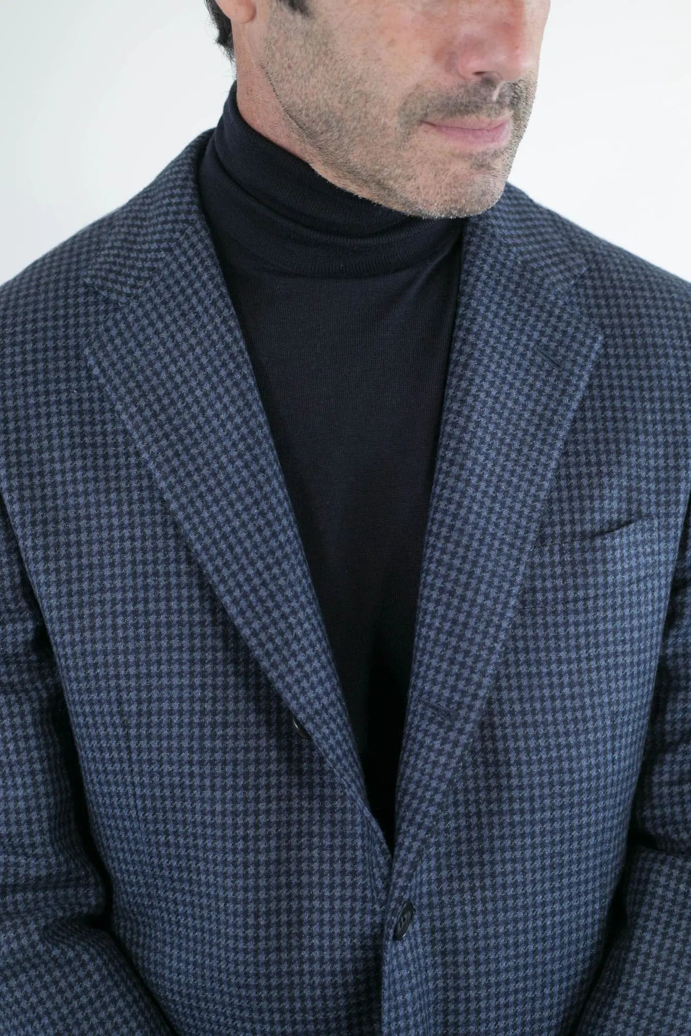 Giacca Pied de Poule Cashmere Blu Avio mod. Evo - Guarino Store
