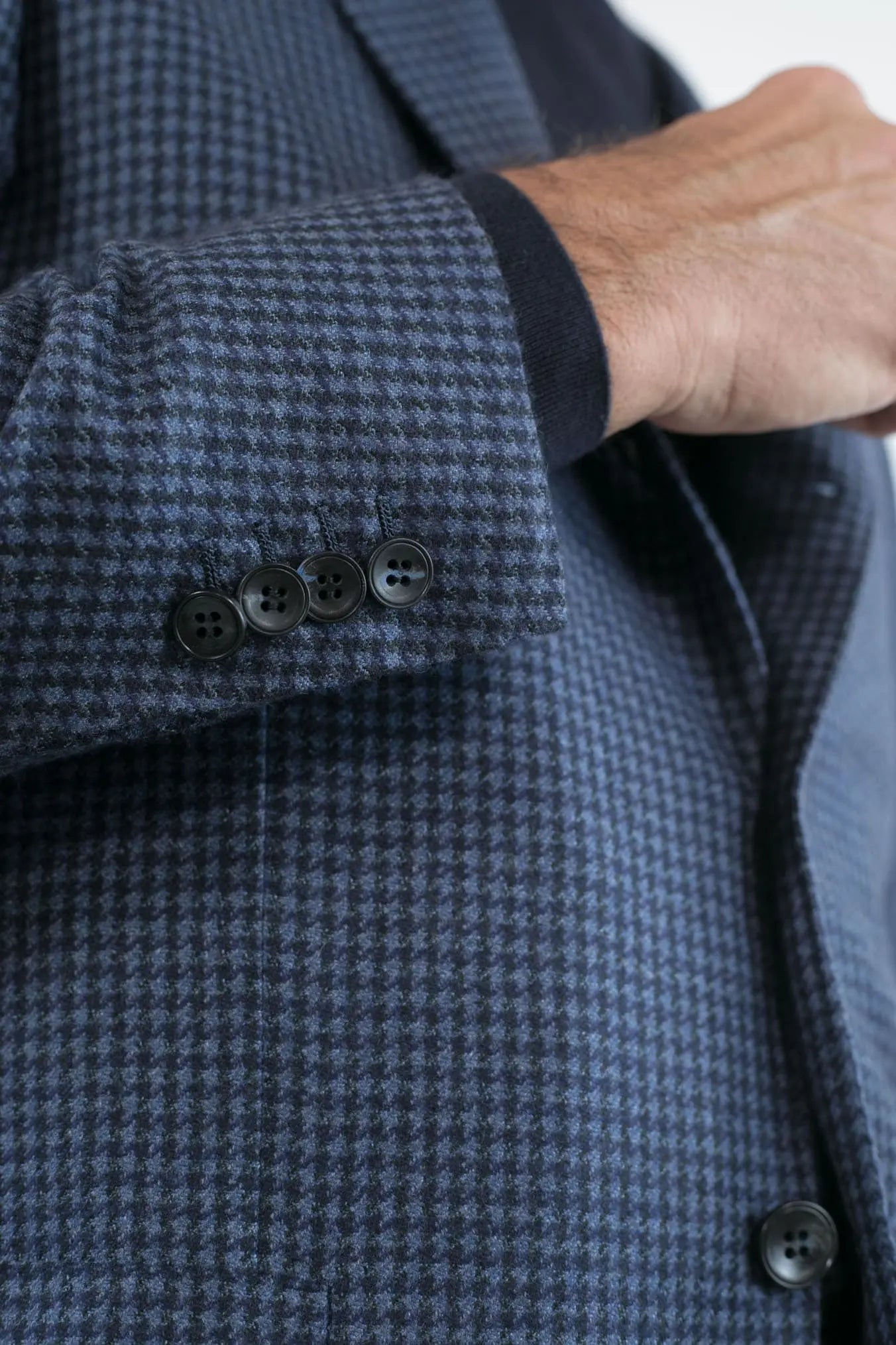 Giacca Pied de Poule Cashmere Blu Avio mod. Evo - Guarino Store