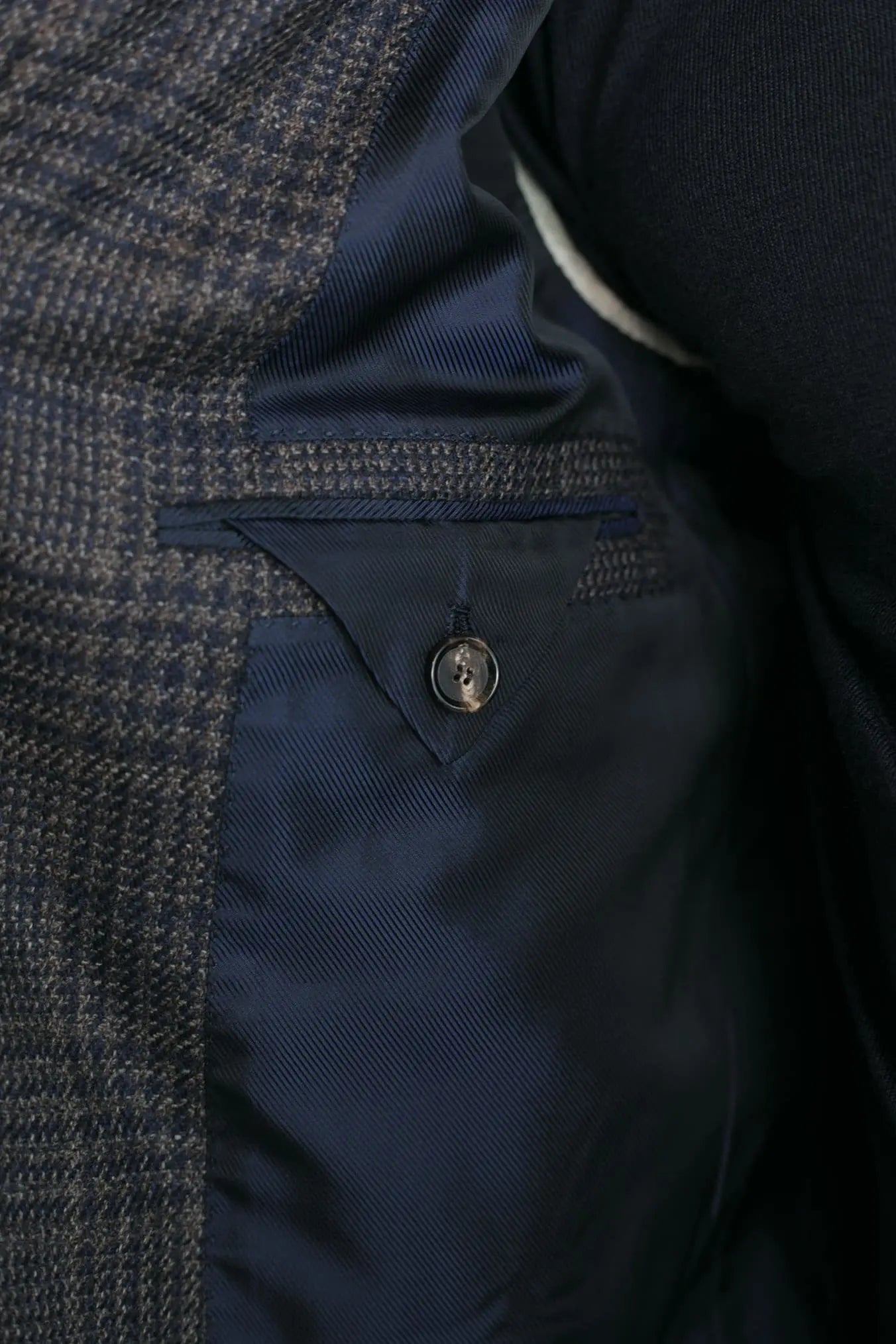 Giacca Principe di Galles Lana Seta Marrone e Blu - Guarino Store