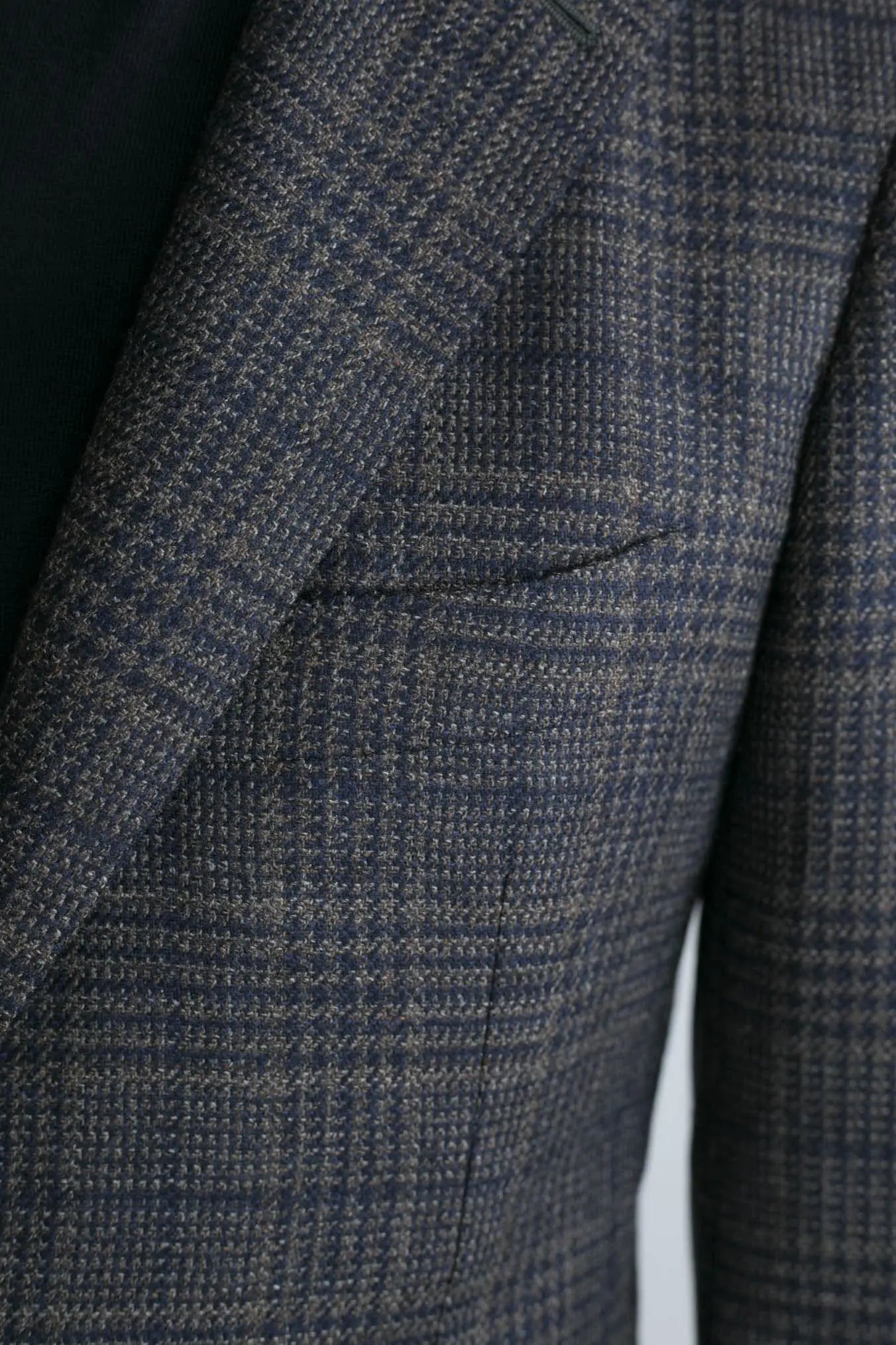 Giacca Principe di Galles Lana Seta Marrone e Blu - Guarino Store