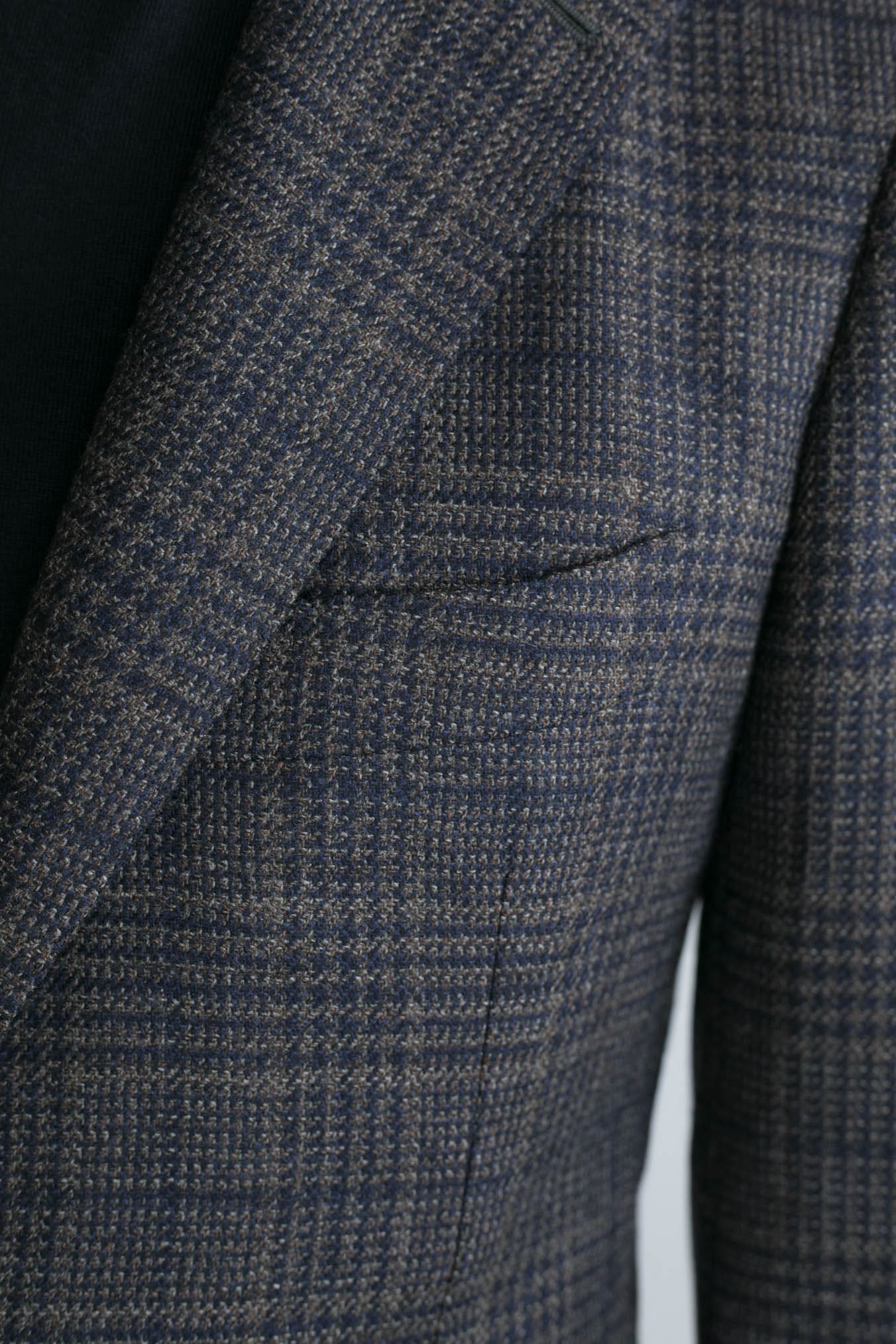 Giacca Principe di Galles Lana Seta Marrone e Blu - Guarino Store