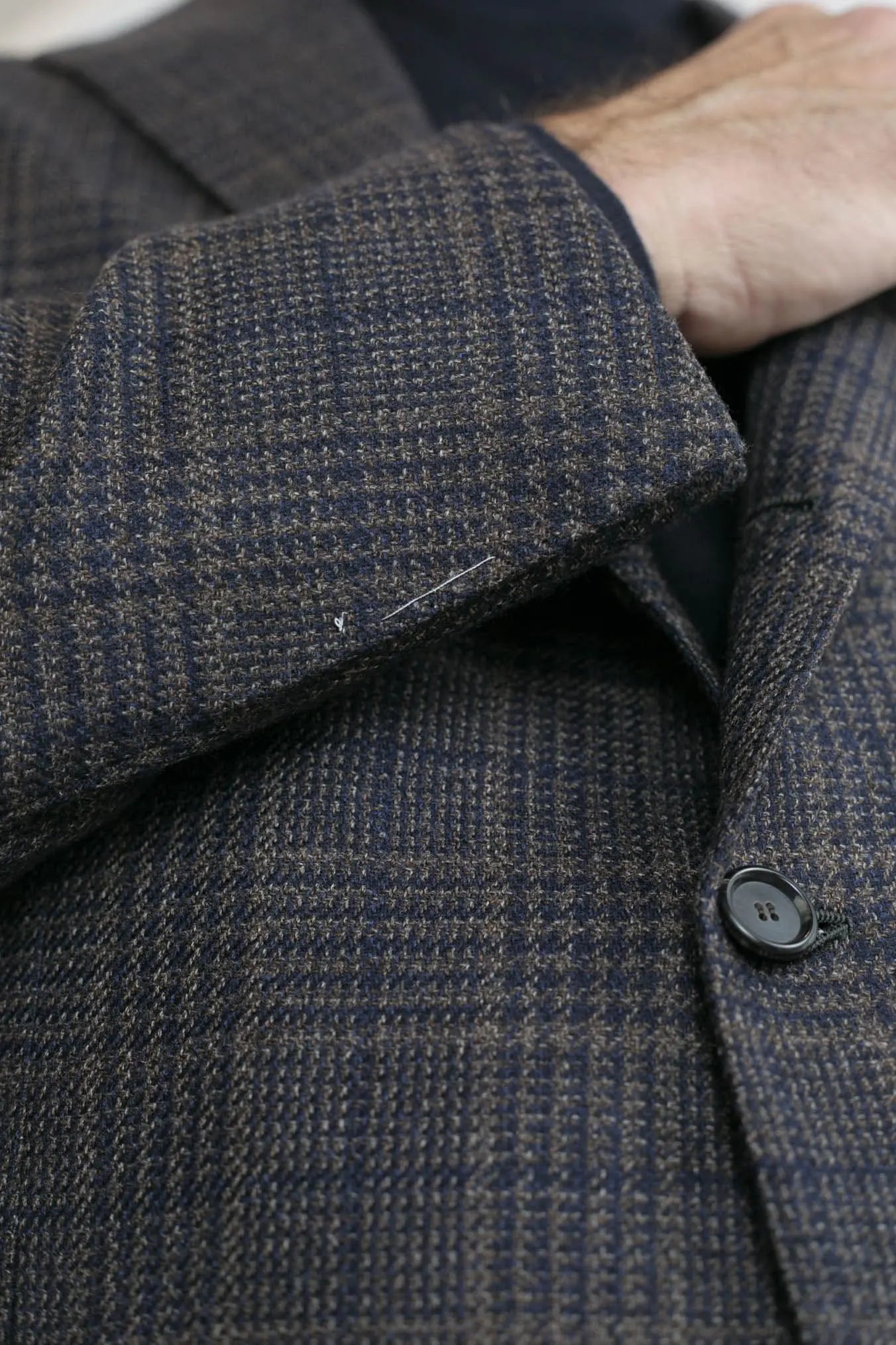 Giacca Principe di Galles Lana Seta Marrone e Blu - Guarino Store