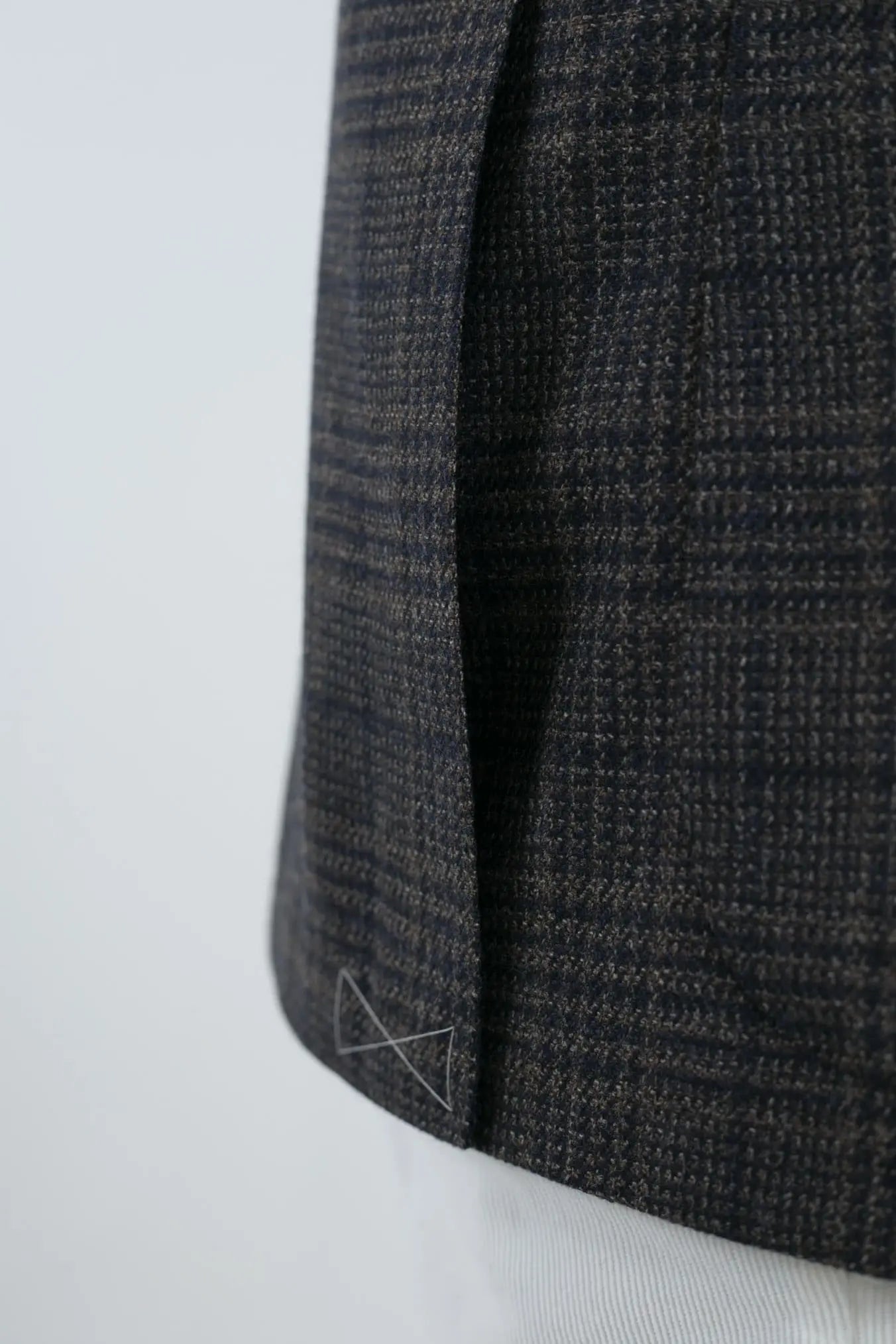 Giacca Principe di Galles Lana Seta Marrone e Blu - Guarino Store