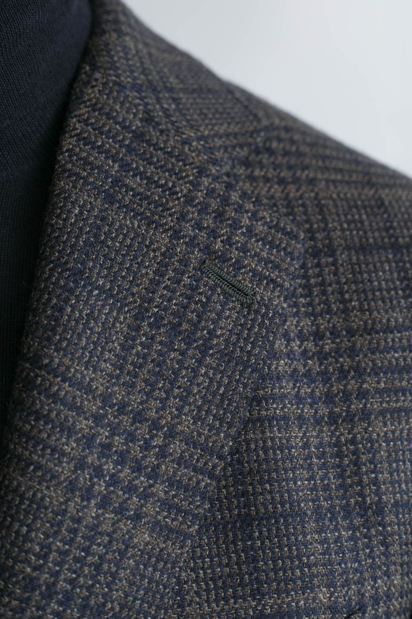 Giacca Principe di Galles Lana Seta Marrone e Blu - Guarino Store