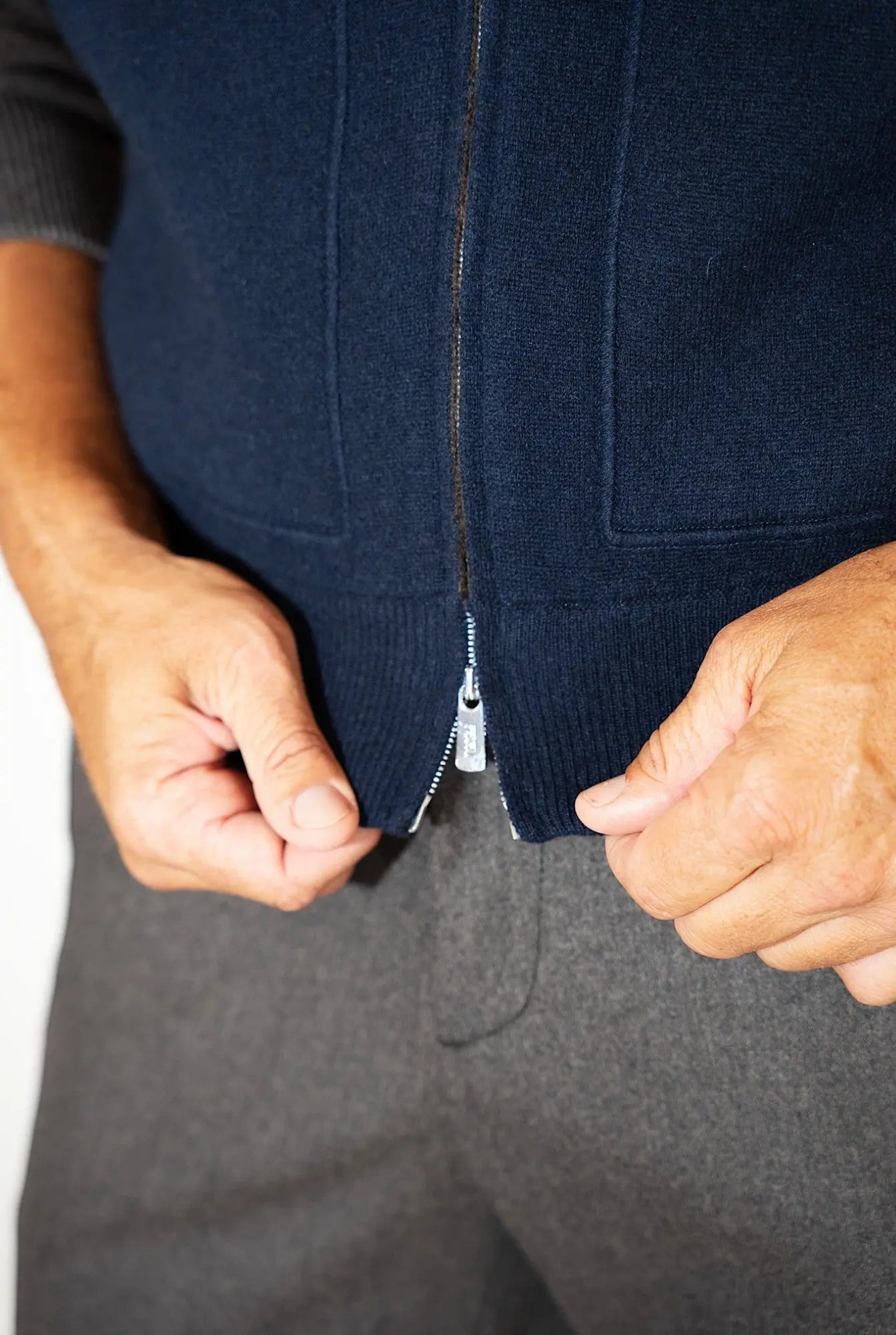 Gilet Cashmere Double Blu e Marrone - Guarino Store