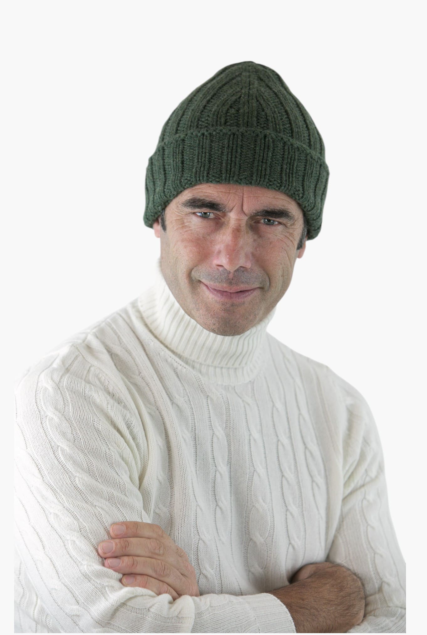 Berretto Cashmere Coste Larghe Verde