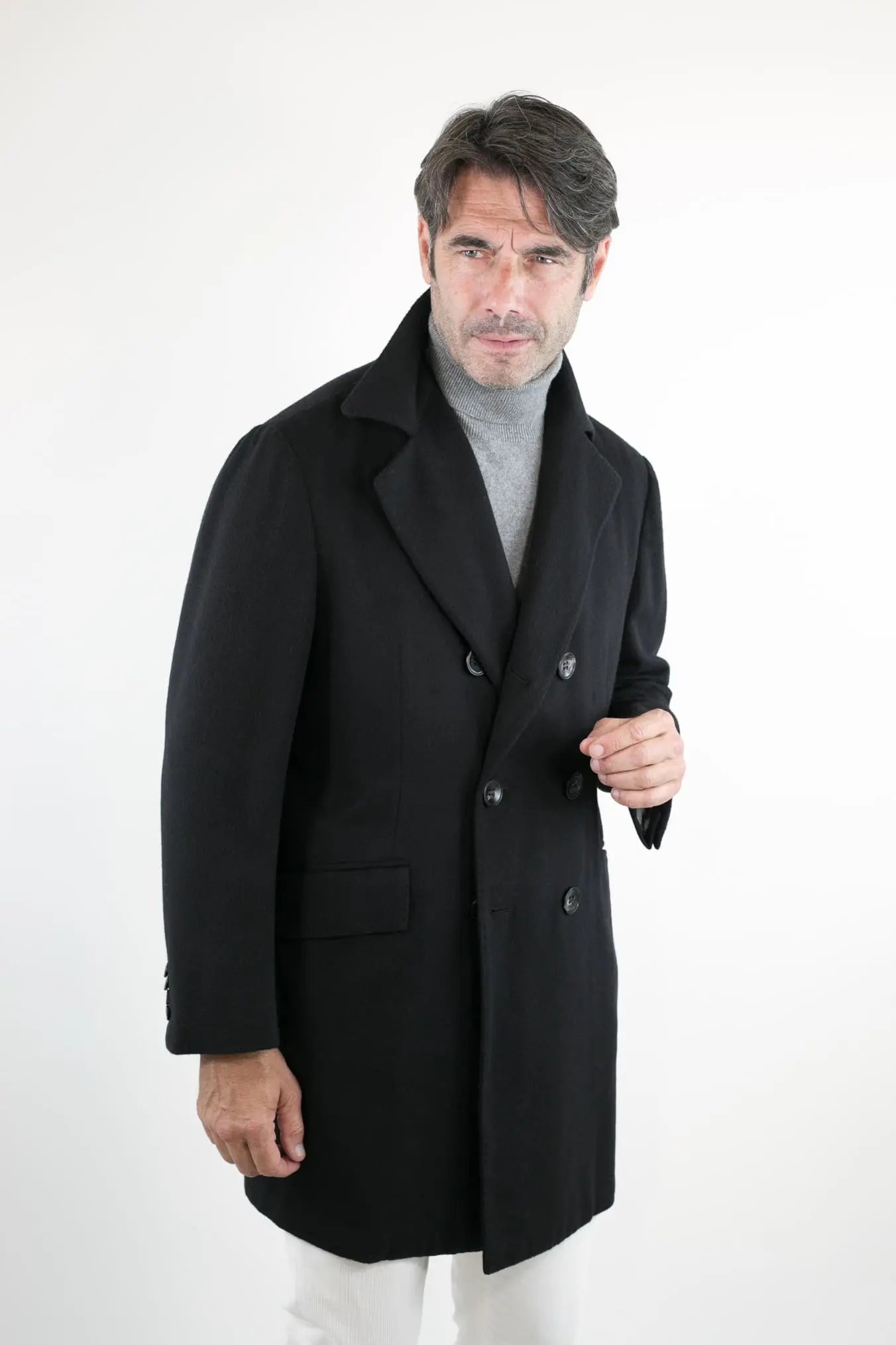 Cappotto Doppiopetto Cashmere Nero - Guarino Store