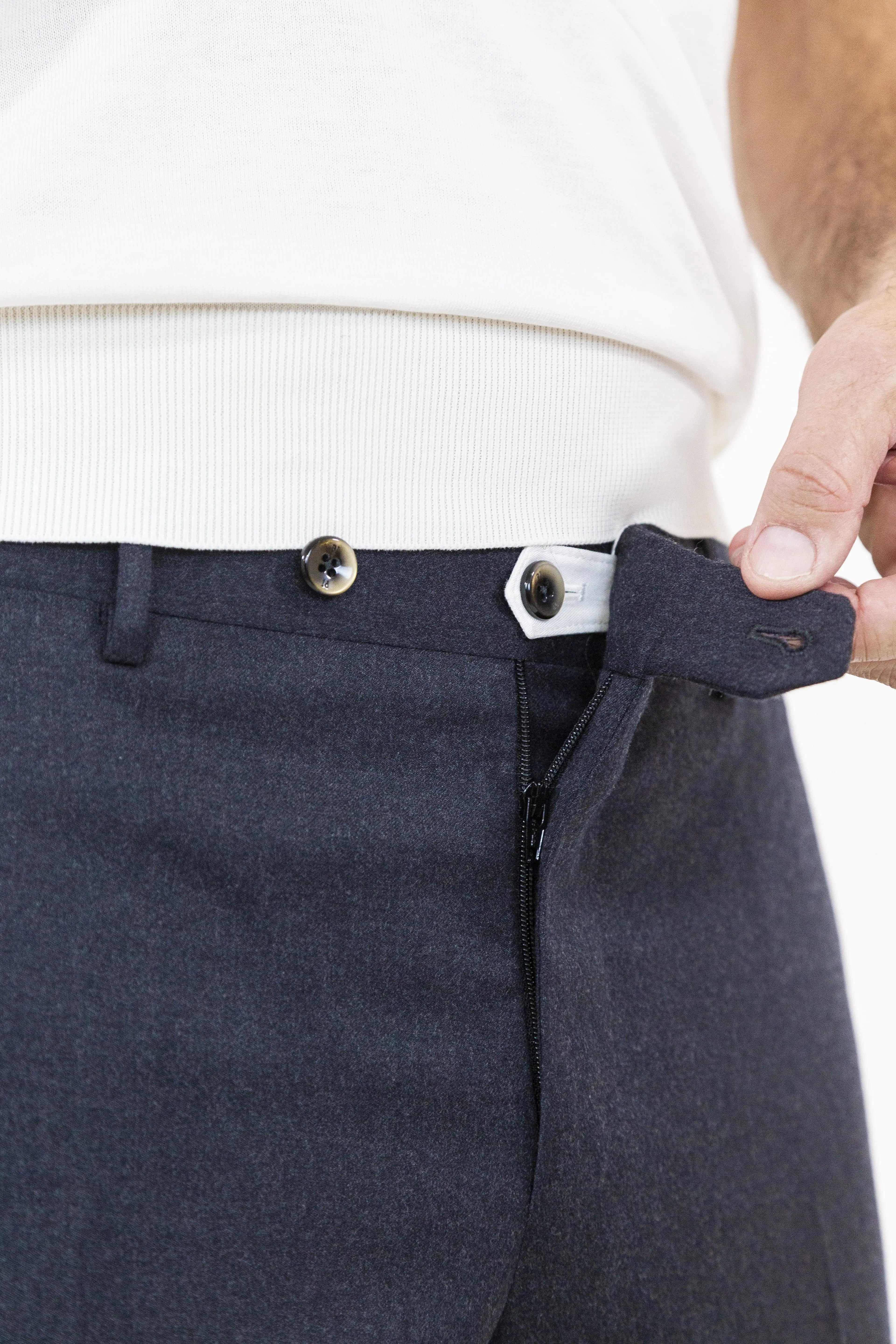 Pantaloni Flanella Lana Grigio Scuro - Guarino Store