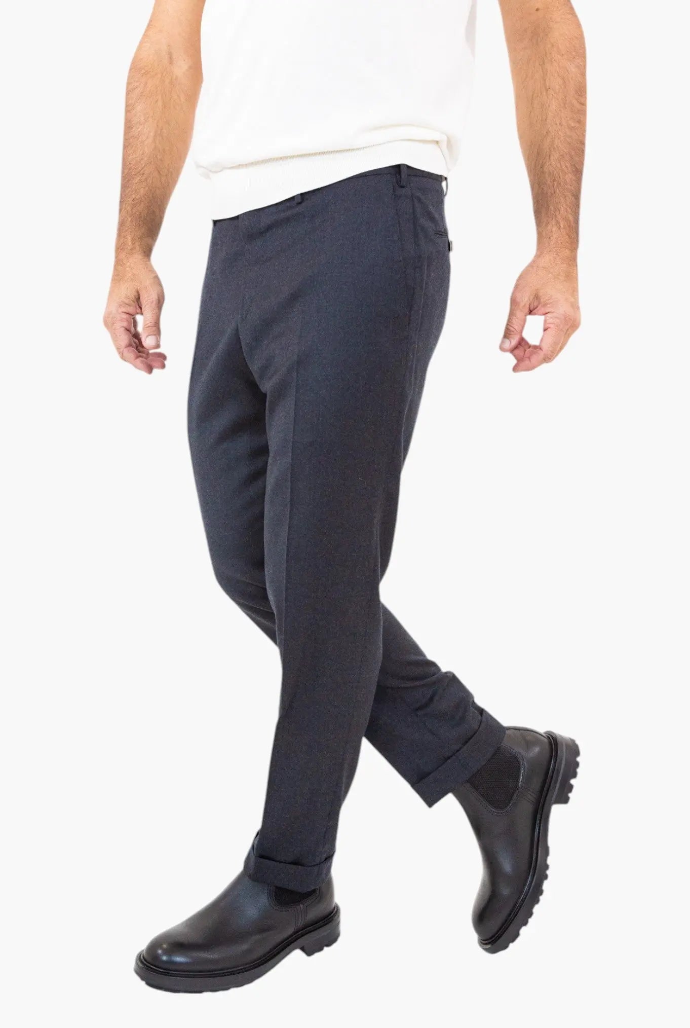 Pantaloni Flanella Lana Grigio Scuro - Guarino Store