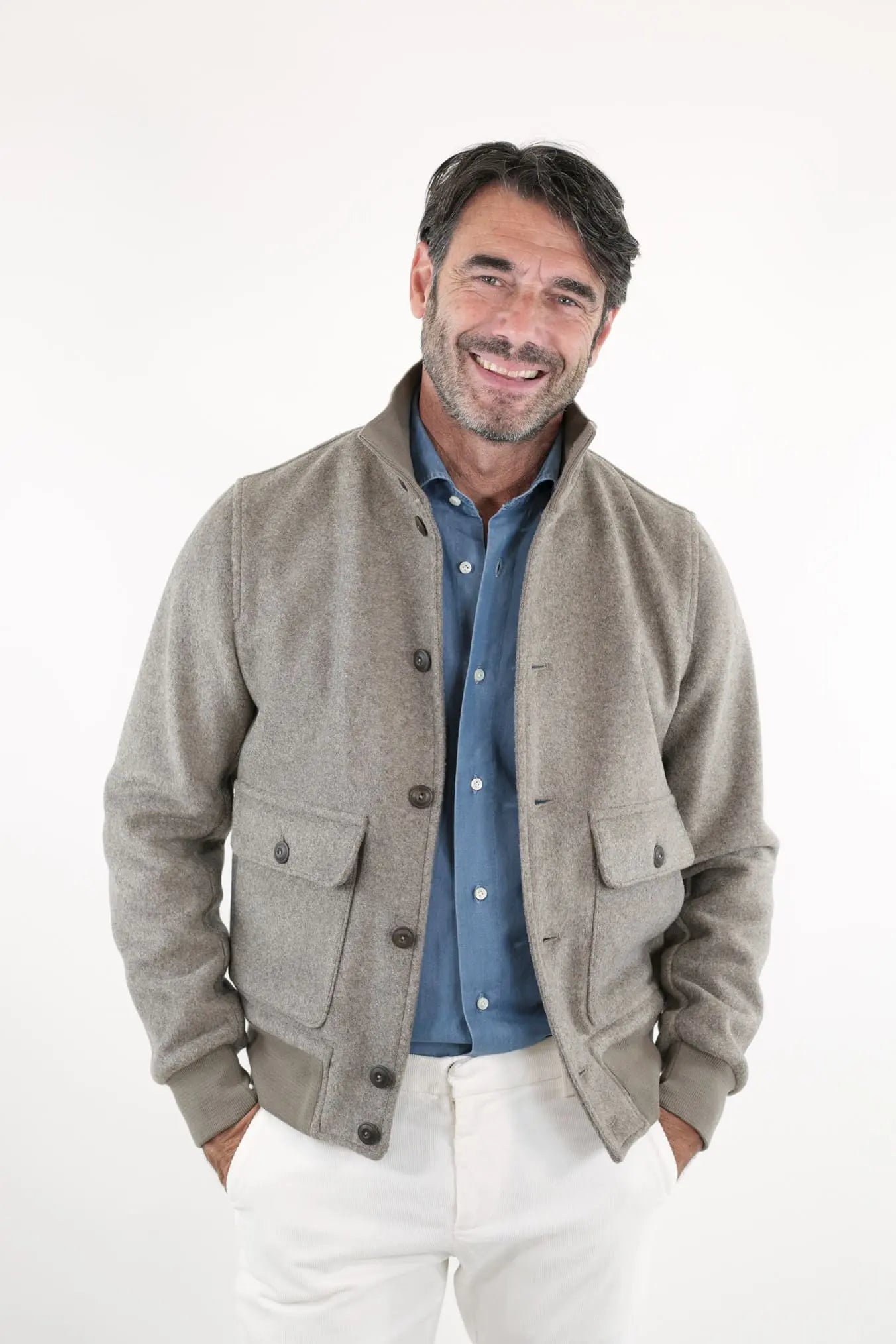 KIRED Giubbino Reversibile Blu e Testa di Moro