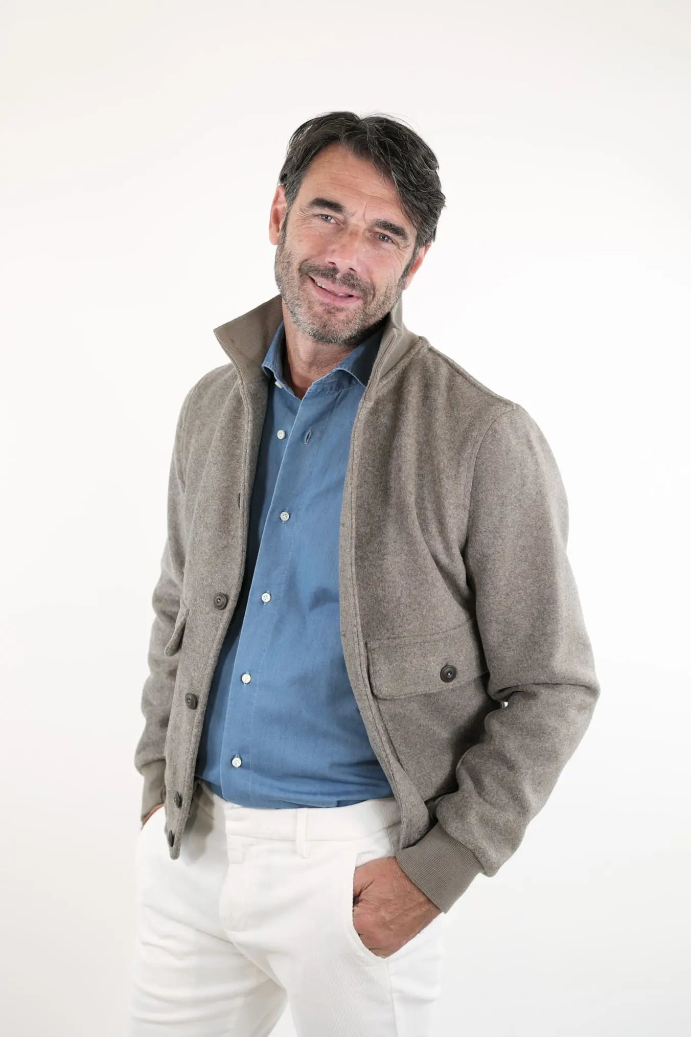 KIRED Giubbino Reversibile Blu e Testa di Moro